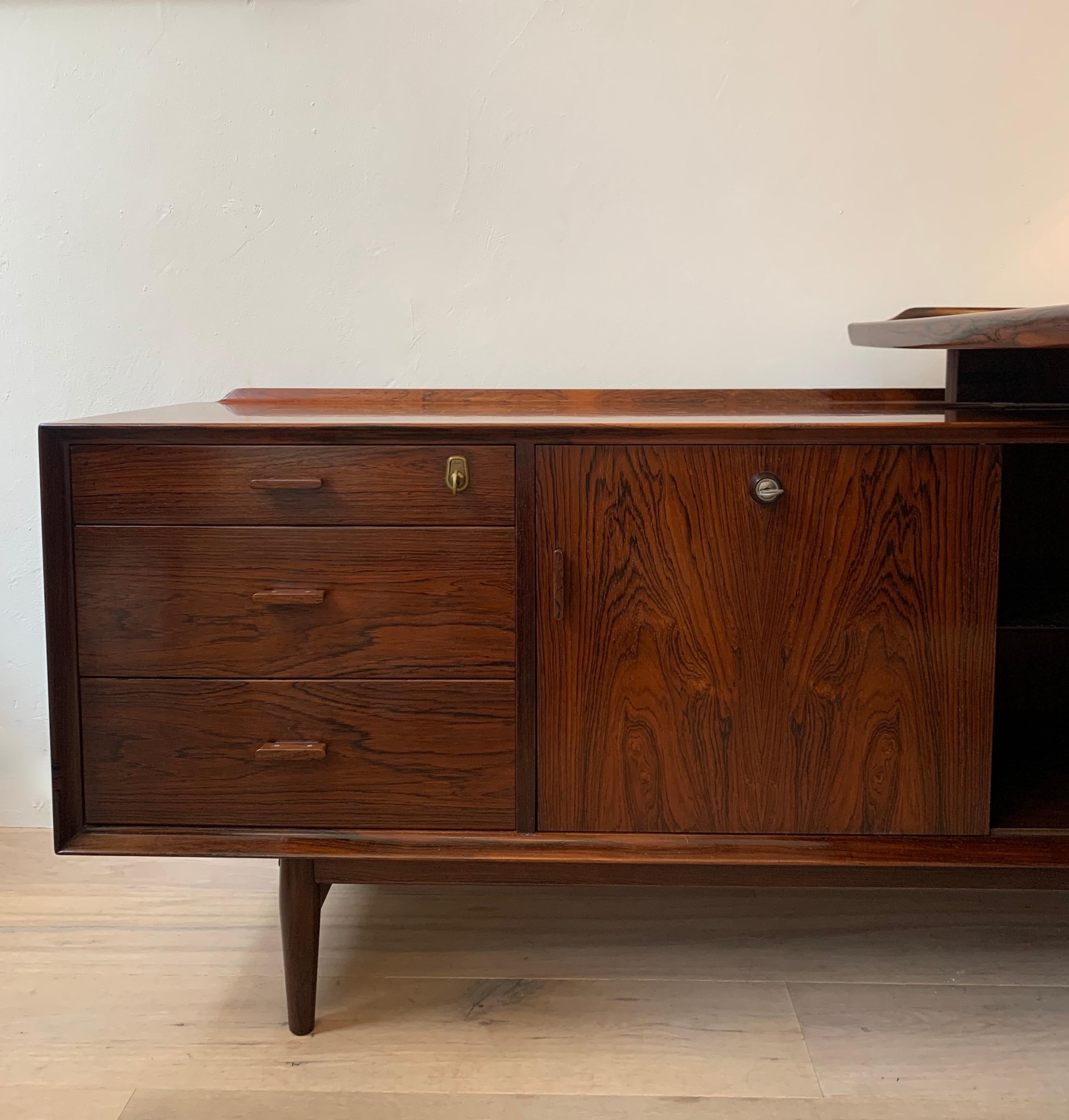 Rosewood Arne Vodder Model 209 Desk & Return by Sibast Mobler