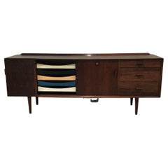 Arne Vodder Model 211 Sibast Rosewood Credenza with Original Multi Color Drawers