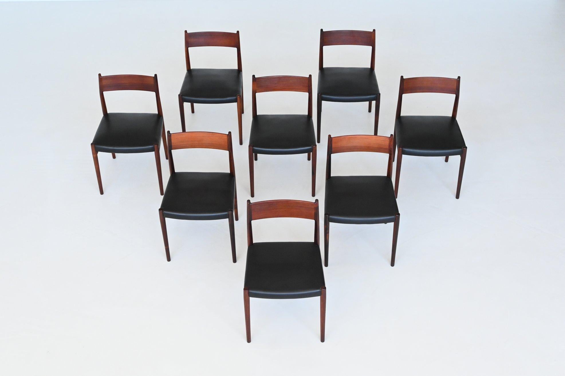 Leather Arne Vodder model 418 dining chairs Sibast Mobler Denmark 1965