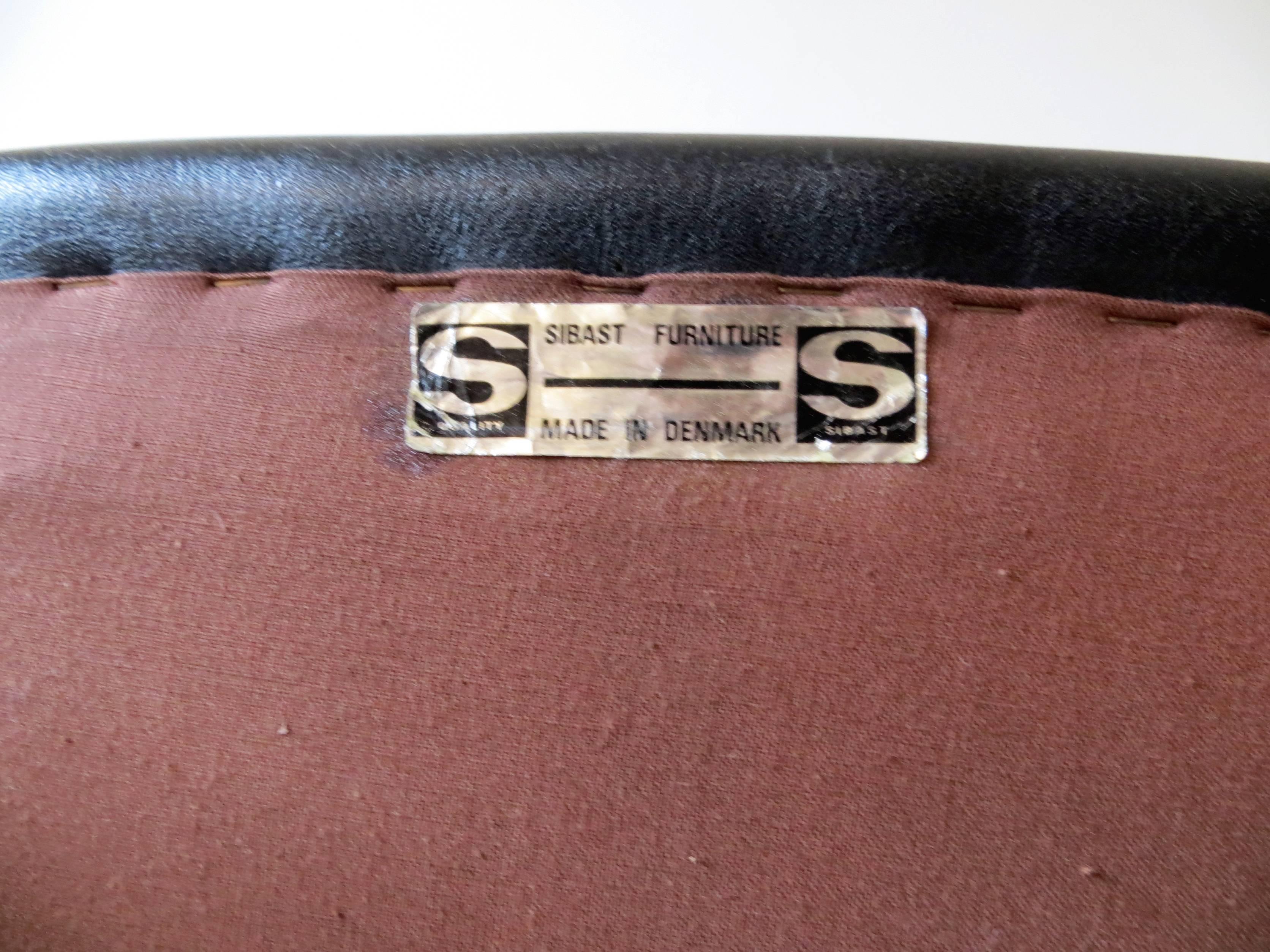 Arne Vodder Sibast Model 418 Danish Dining Teak & Leather Chairs , Set of 2, 60s For Sale 3