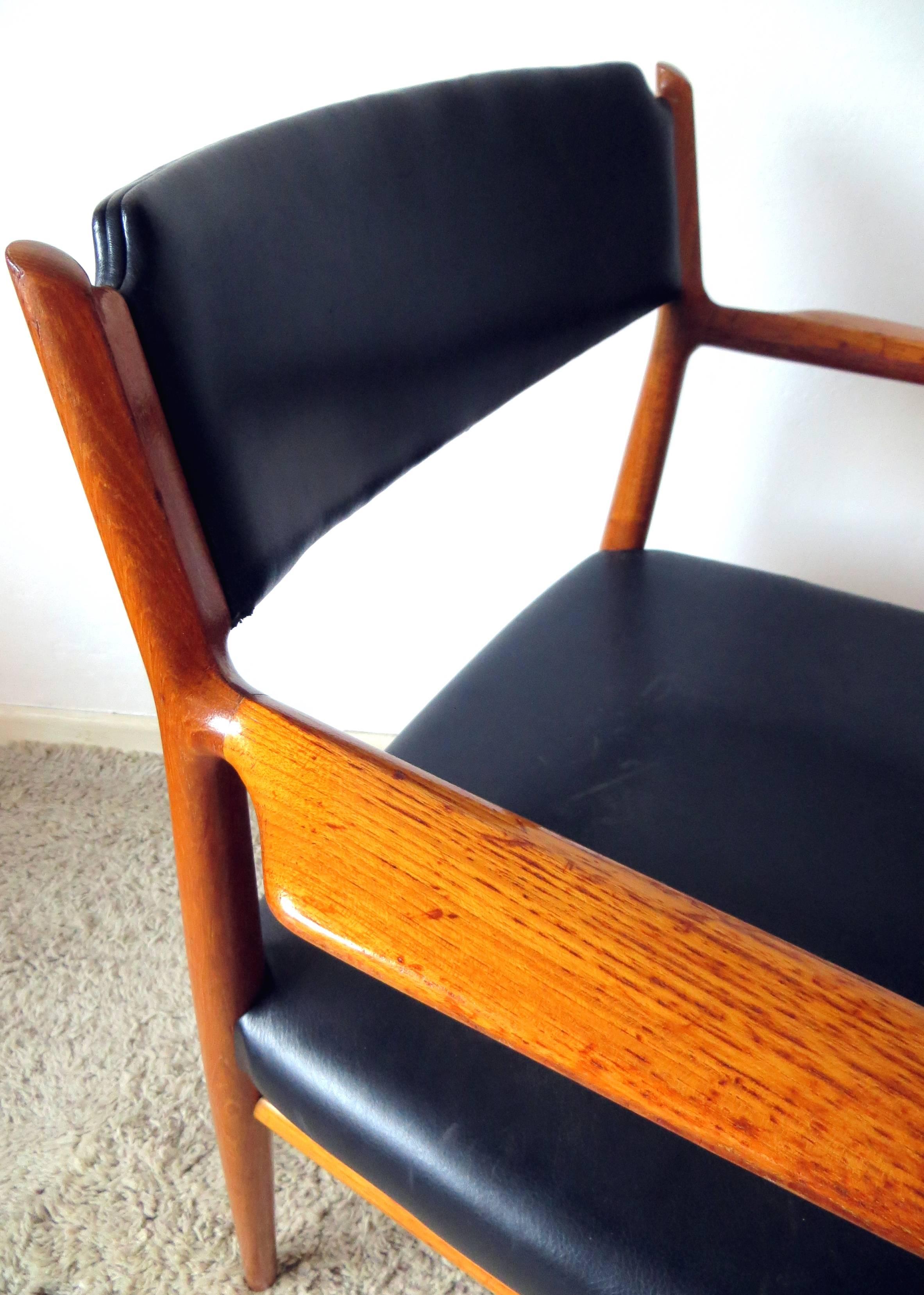 Arne Vodder Sibast Model 418 Danish Dining Teak & Leather Chairs , Set of 2, 60s For Sale 4