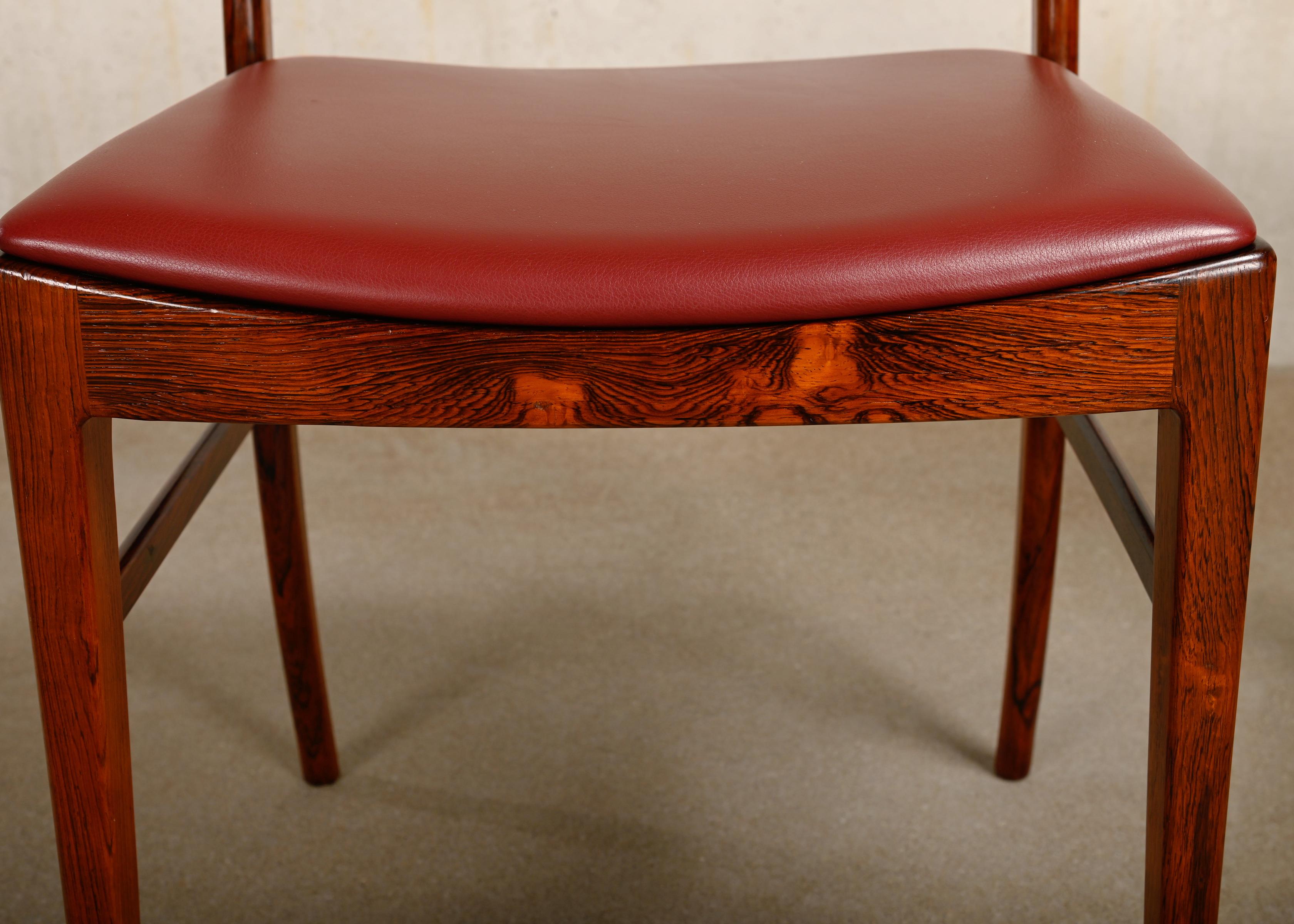 Arne Vodder Model 430 Dining Chairs in Aubergine Leather for Sibast Møbler For Sale 4