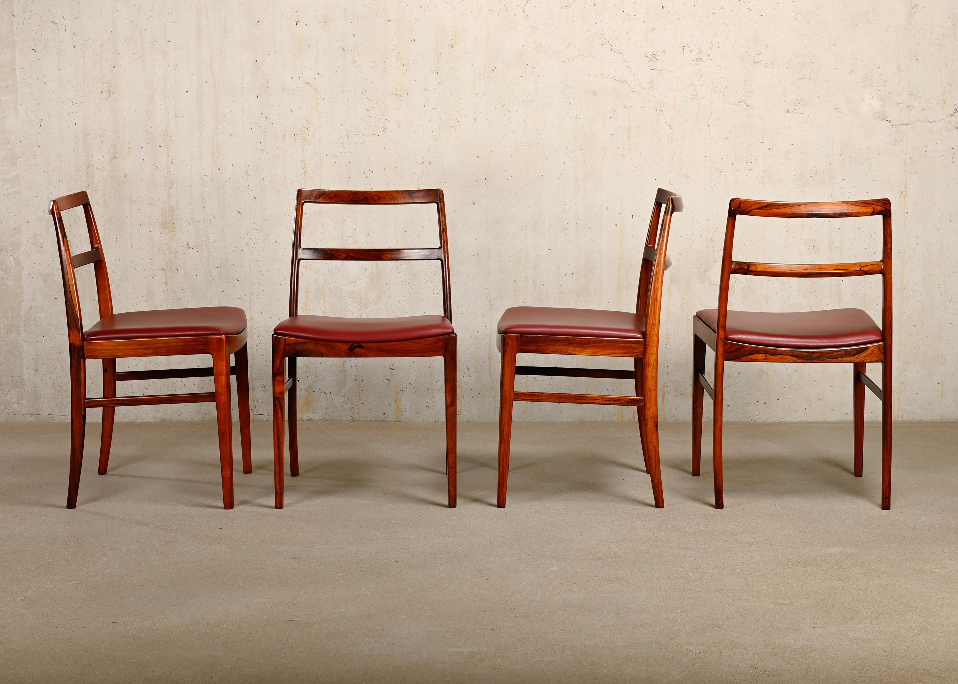 Scandinavian Modern Arne Vodder Model 430 Dining Chairs in Aubergine Leather for Sibast Møbler For Sale