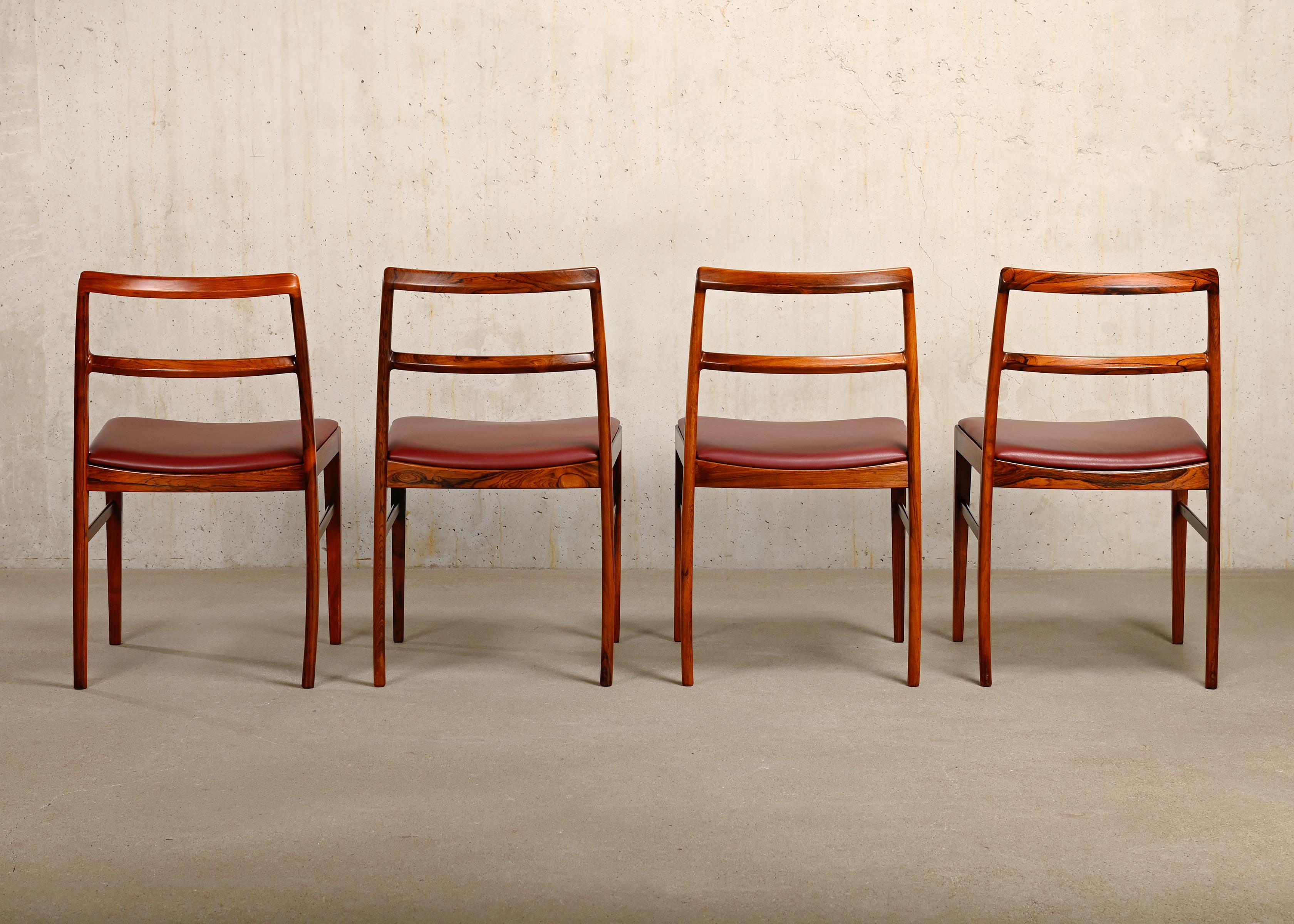 Danish Arne Vodder Model 430 Dining Chairs in Aubergine Leather for Sibast Møbler For Sale
