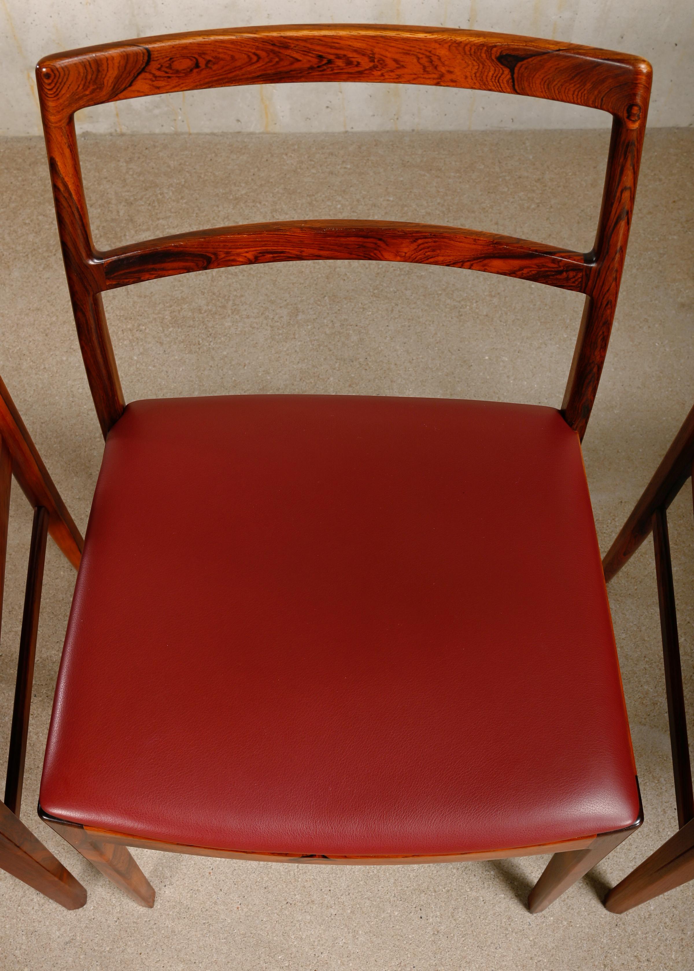 Arne Vodder Model 430 Dining Chairs in Aubergine Leather for Sibast Møbler For Sale 1