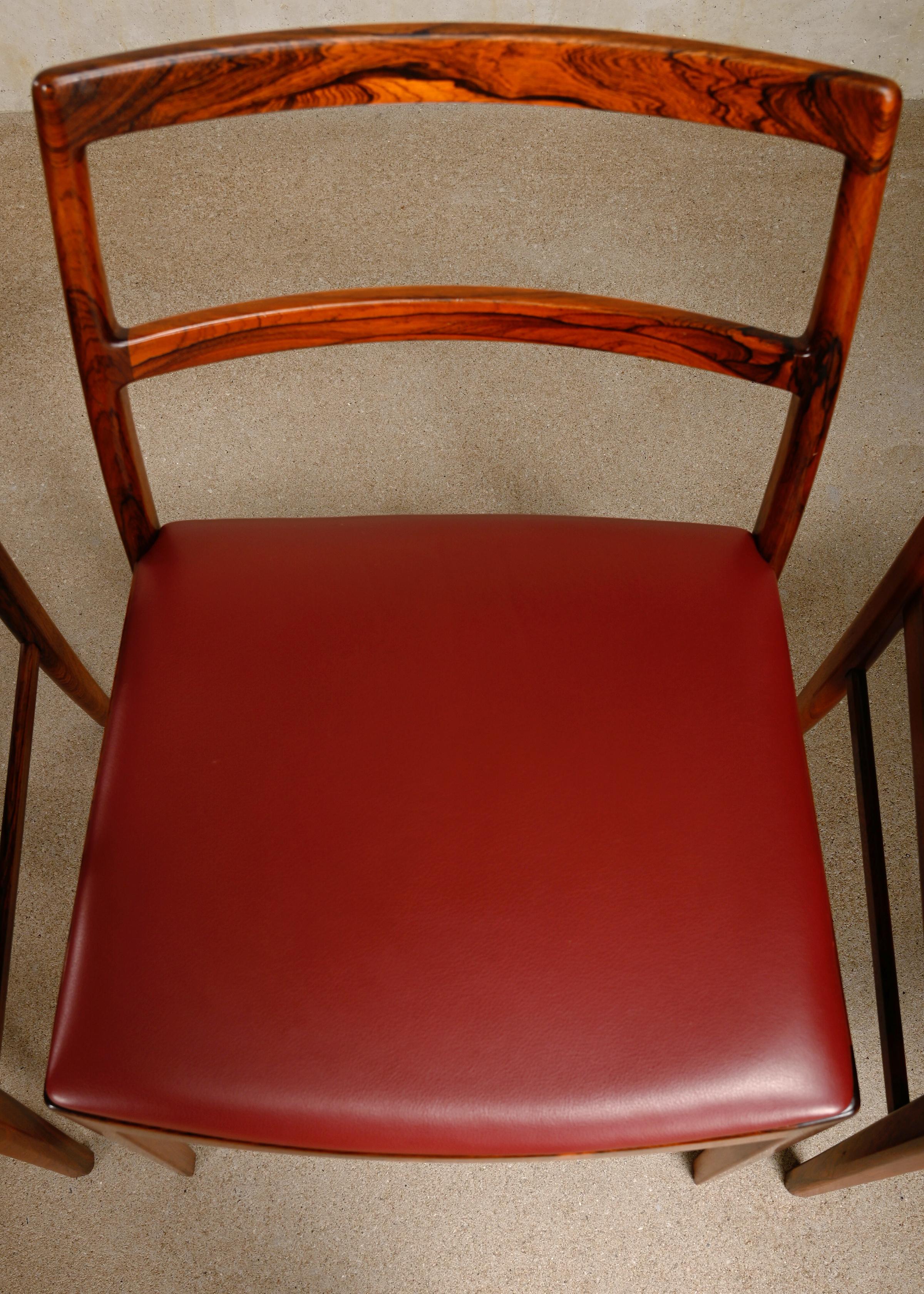 Arne Vodder Model 430 Dining Chairs in Aubergine Leather for Sibast Møbler For Sale 2