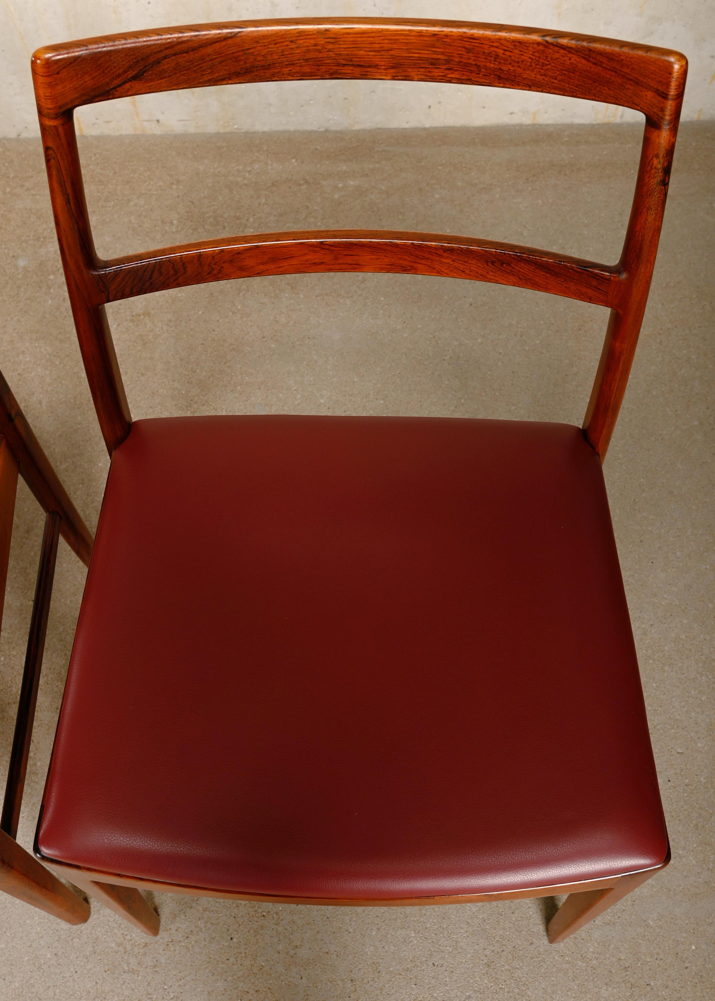 Arne Vodder Model 430 Dining Chairs in Aubergine Leather for Sibast Møbler For Sale 3