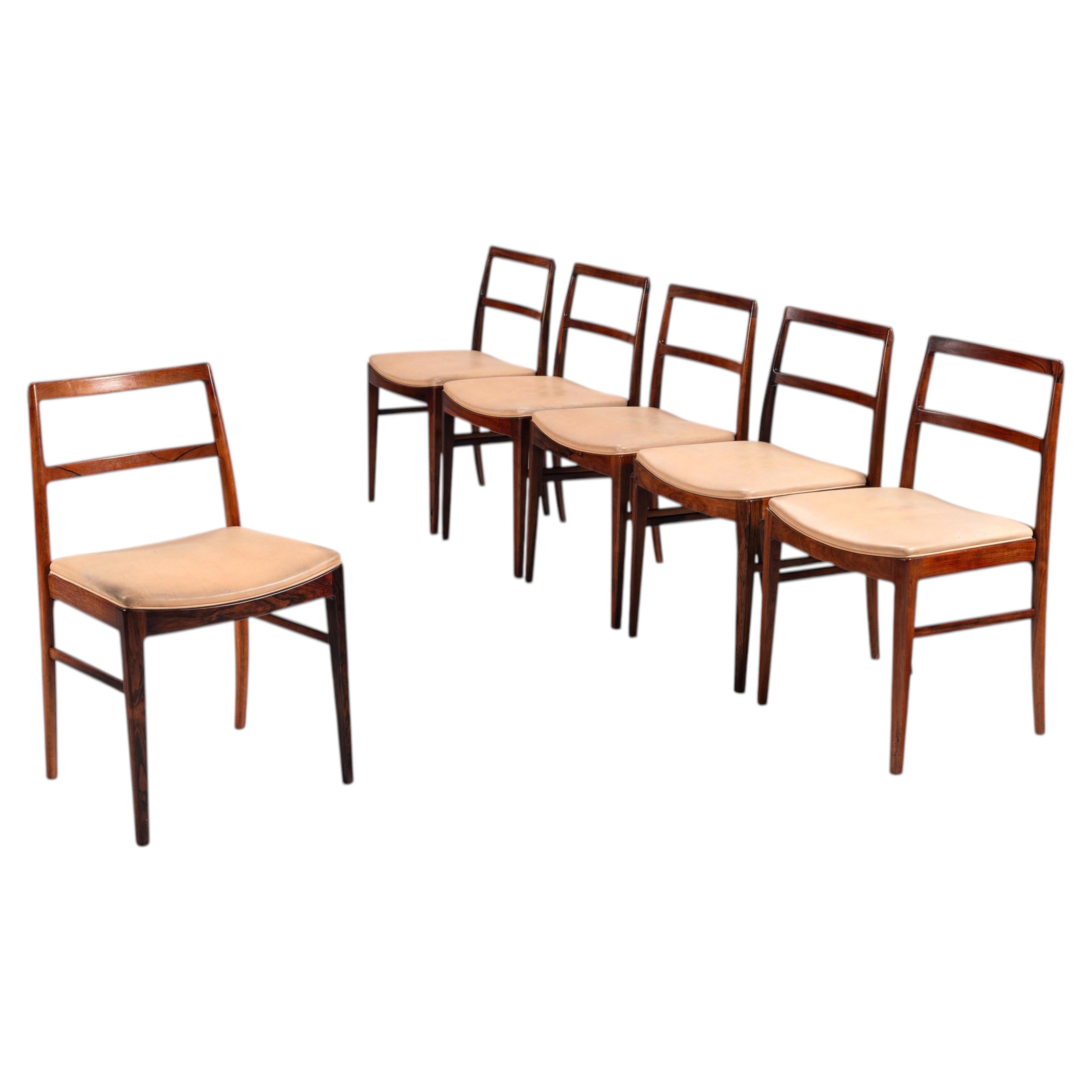 Arne Vodder model 430 dining chairs rosewood Sibast Mobler Denmark 1960
