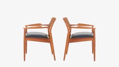 Arne Vodder "Model 51A" Armchairs in Beech and Leather for Sibast, Pair