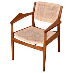 Arne Vodder Model 51a Oak, Teak & Rattan Armchair for Sibast, Denmark
