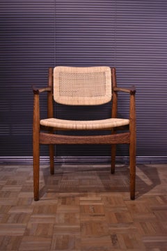 Arne Vodder OS 51a Oak, Teak and Rattan Chair For P Olsen Sibast