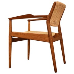 Arne Vodder OS 51a Oak, Teak and Rattan Chair For P Olsen Sibast