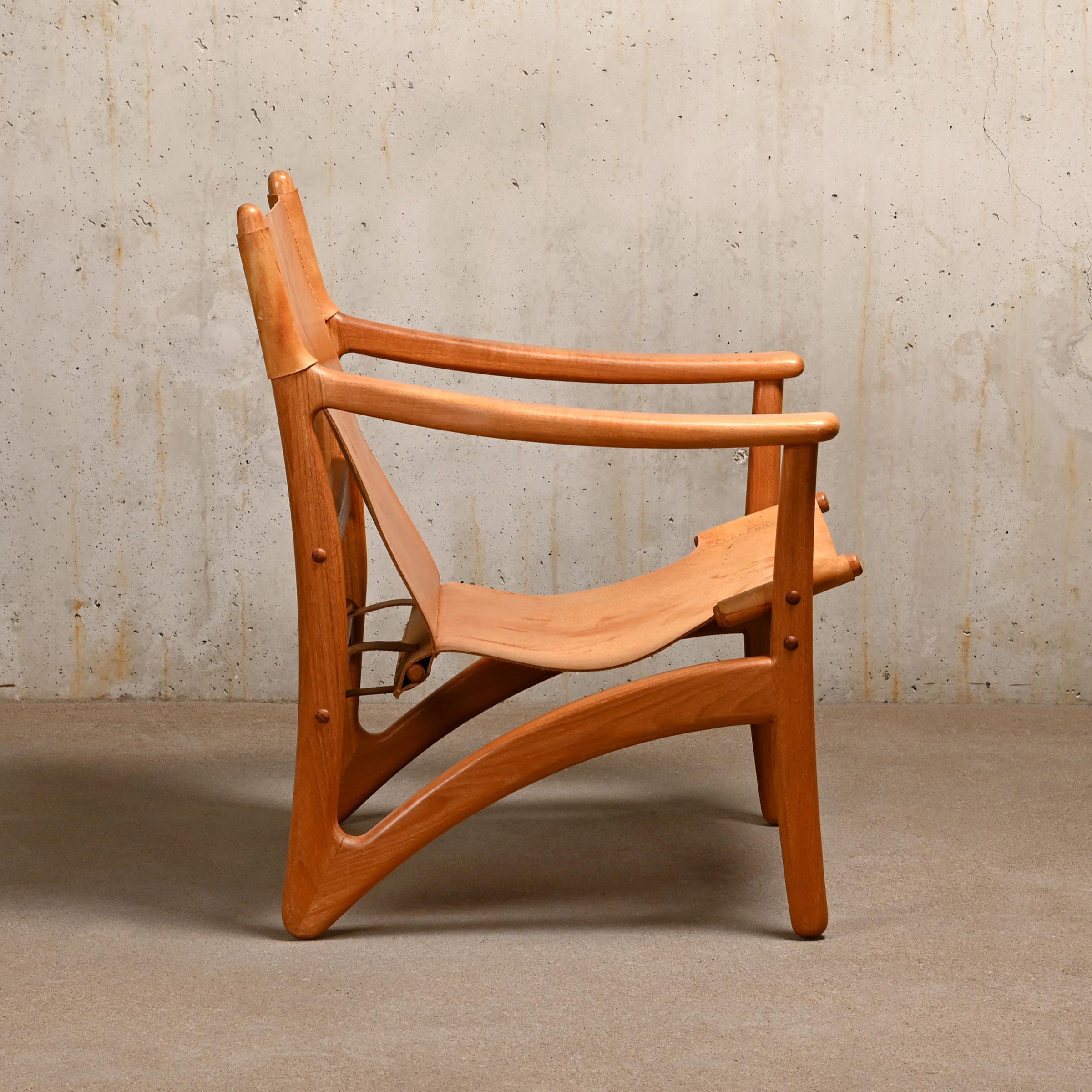 Scandinavian Modern Arne Vodder Pair Lounge Chairs in Teak and Saddle Leather for Kircodan, Denmark