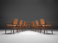 Arne Vodder Reupholstered Set of Dining Chairs in Cognac Leather