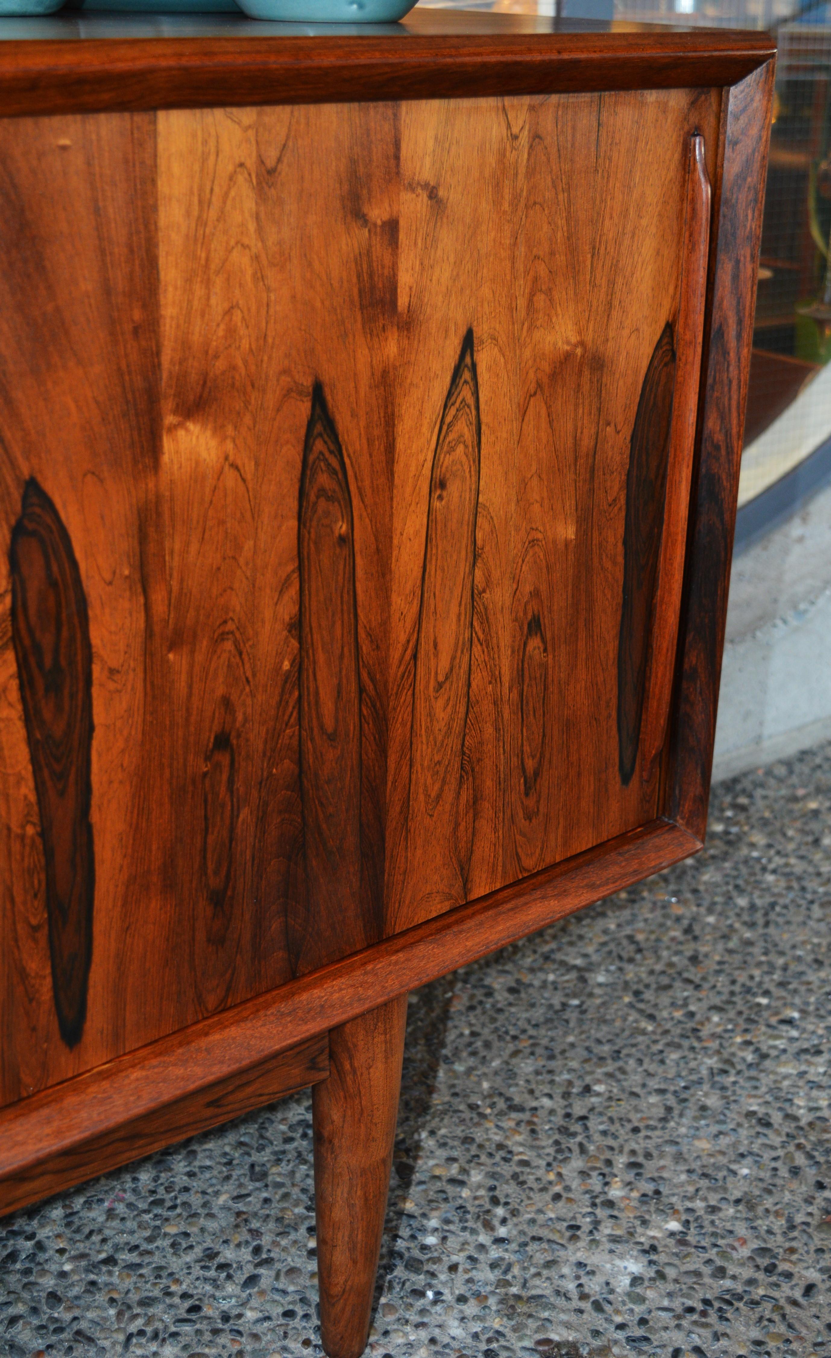 Arne Vodder Rosewood Bow Front Credenza with Teak Interior for HP Hansen 3