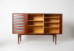 Arne Vodder Rosewood Credenza with Blue & White Drawers, Denmark, 1960