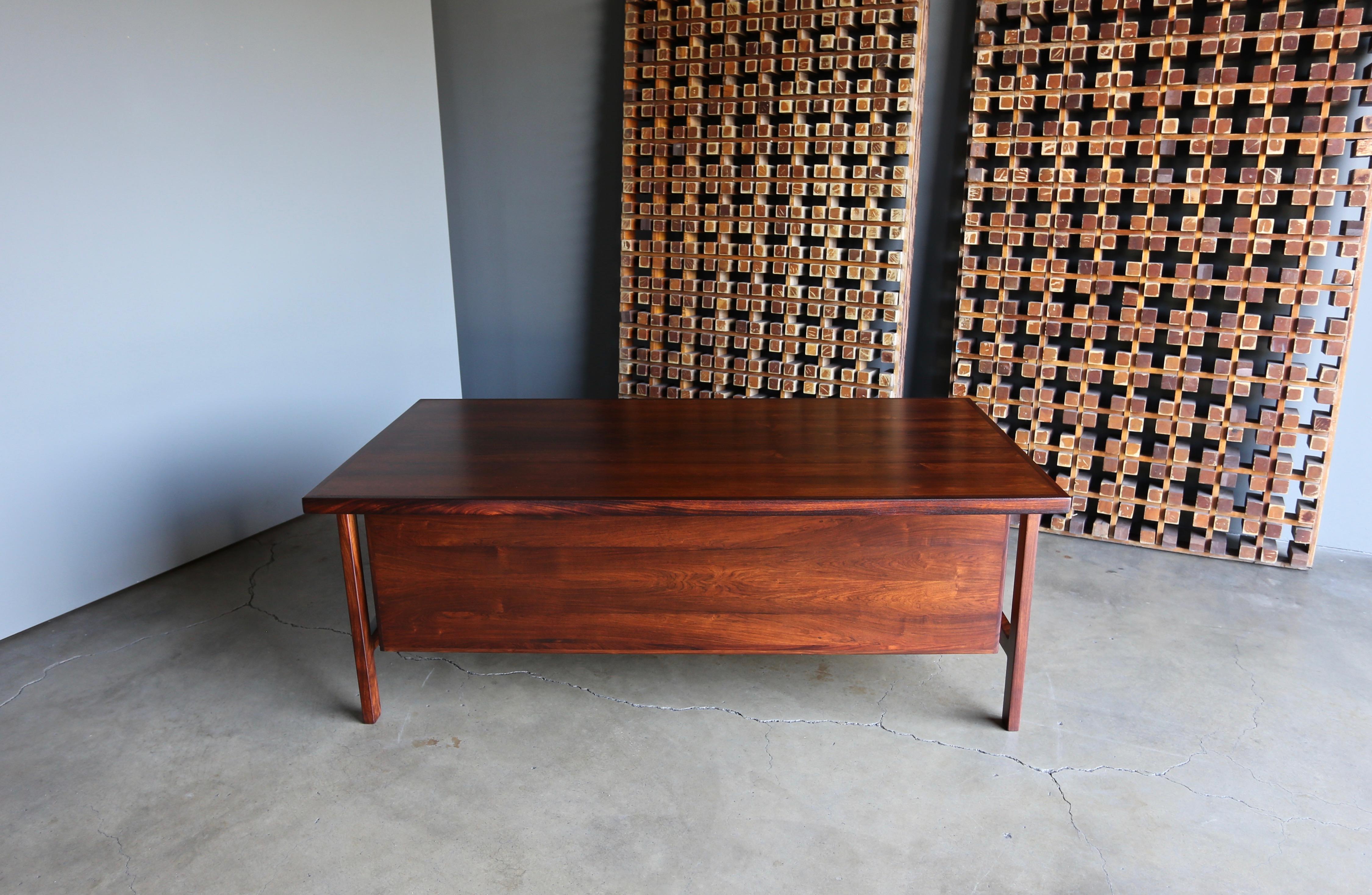 Danish Arne Vodder Rosewood Desk for H.P. Hansen, circa 1960