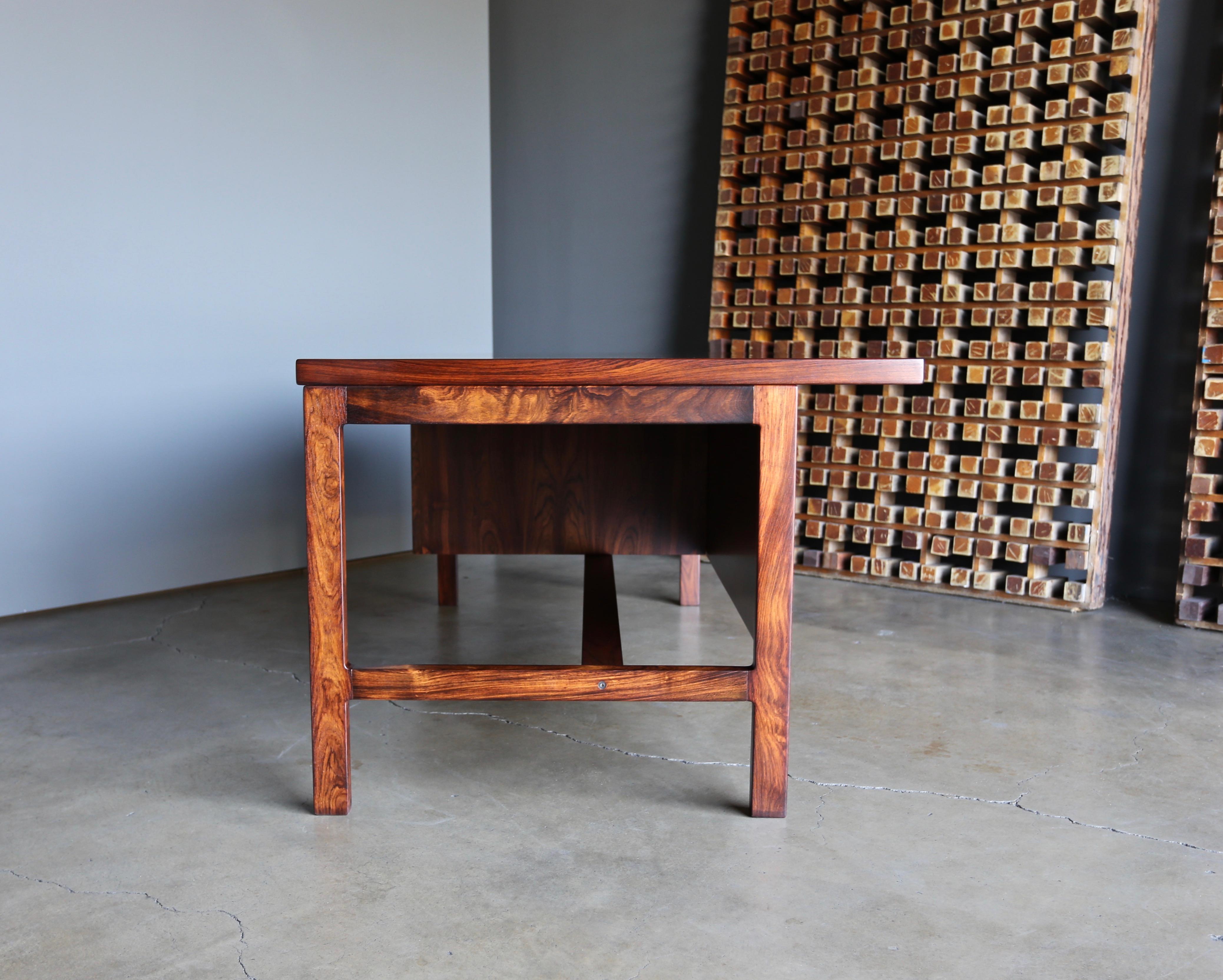 Steel Arne Vodder Rosewood Desk for H.P. Hansen, circa 1960