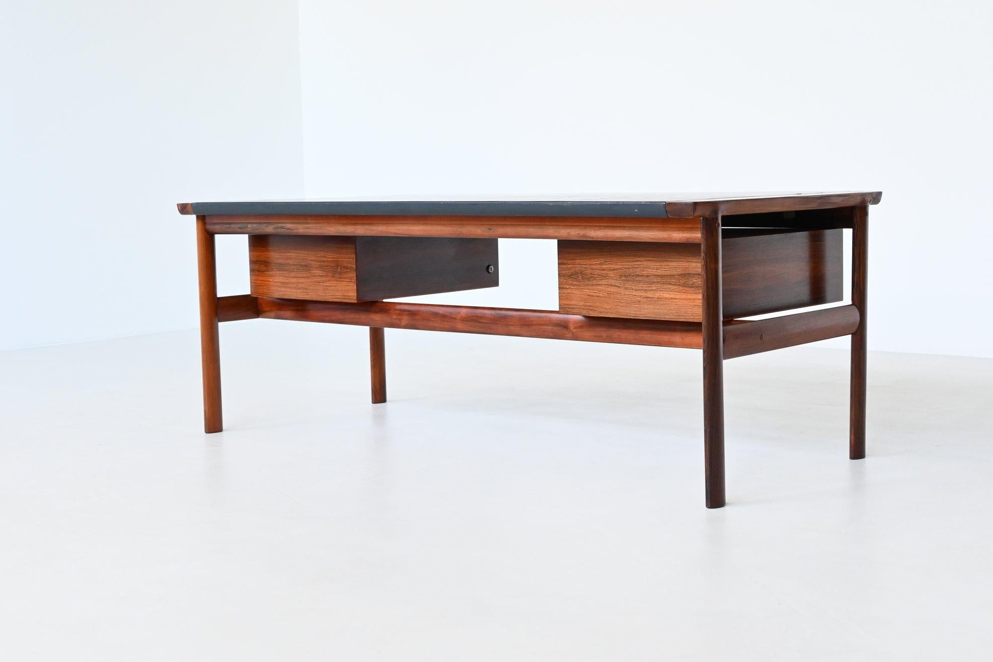 Metal Arne Vodder rosewood executive desk Sibast Denmark 1960