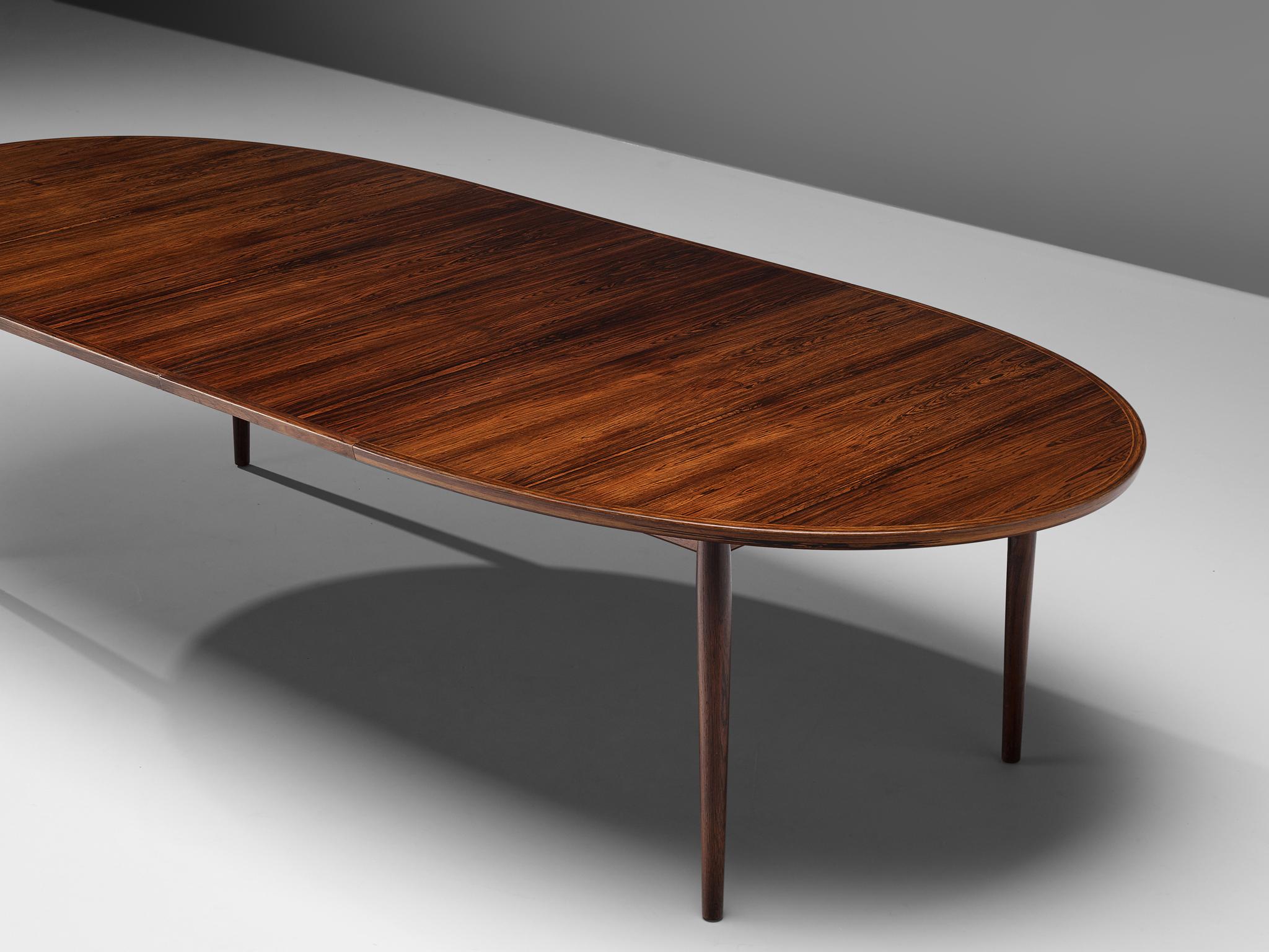 Arne Vodder Rosewood Extendable Dining Table in Rosewood In Good Condition In Waalwijk, NL
