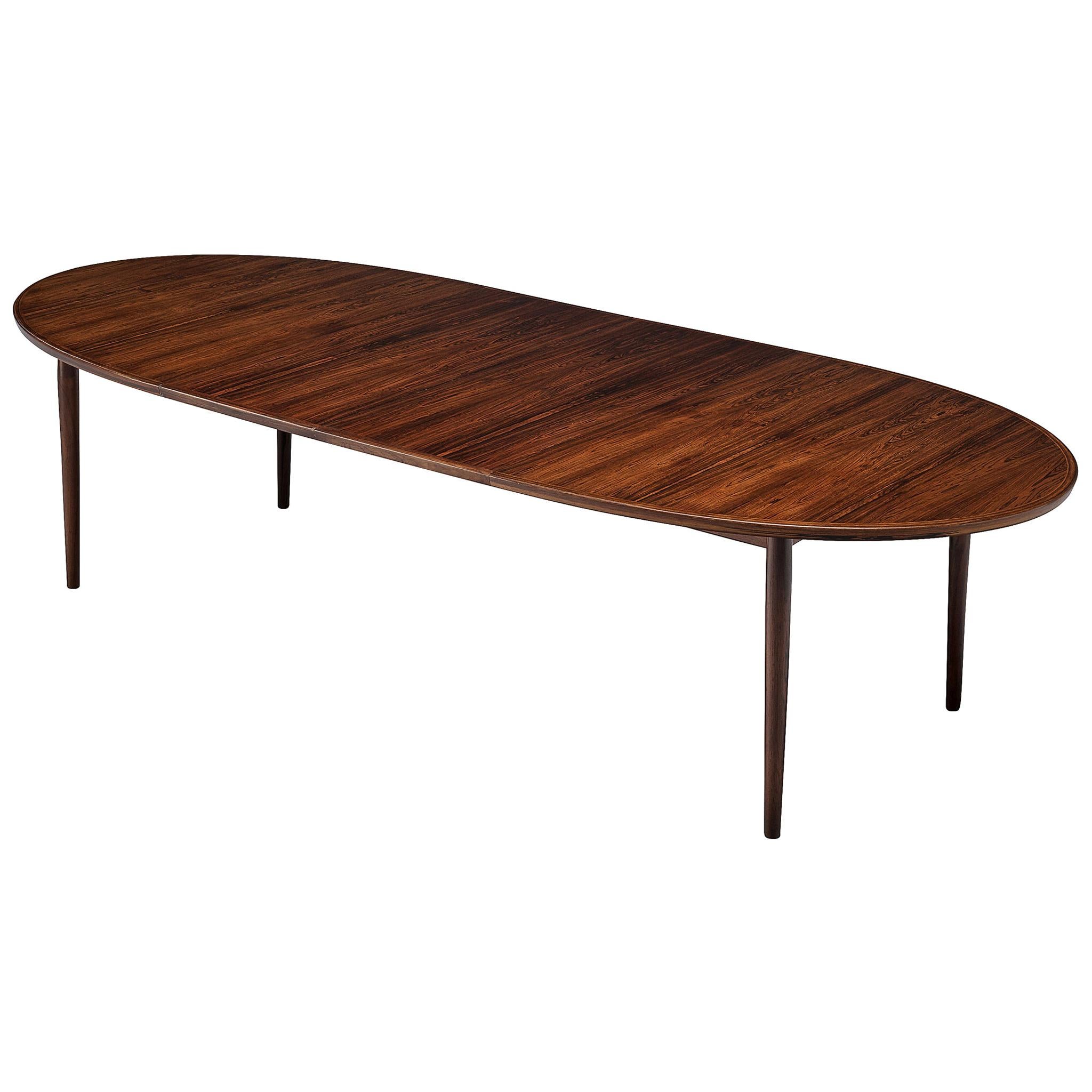 Arne Vodder Rosewood Extendable Dining Table in Rosewood