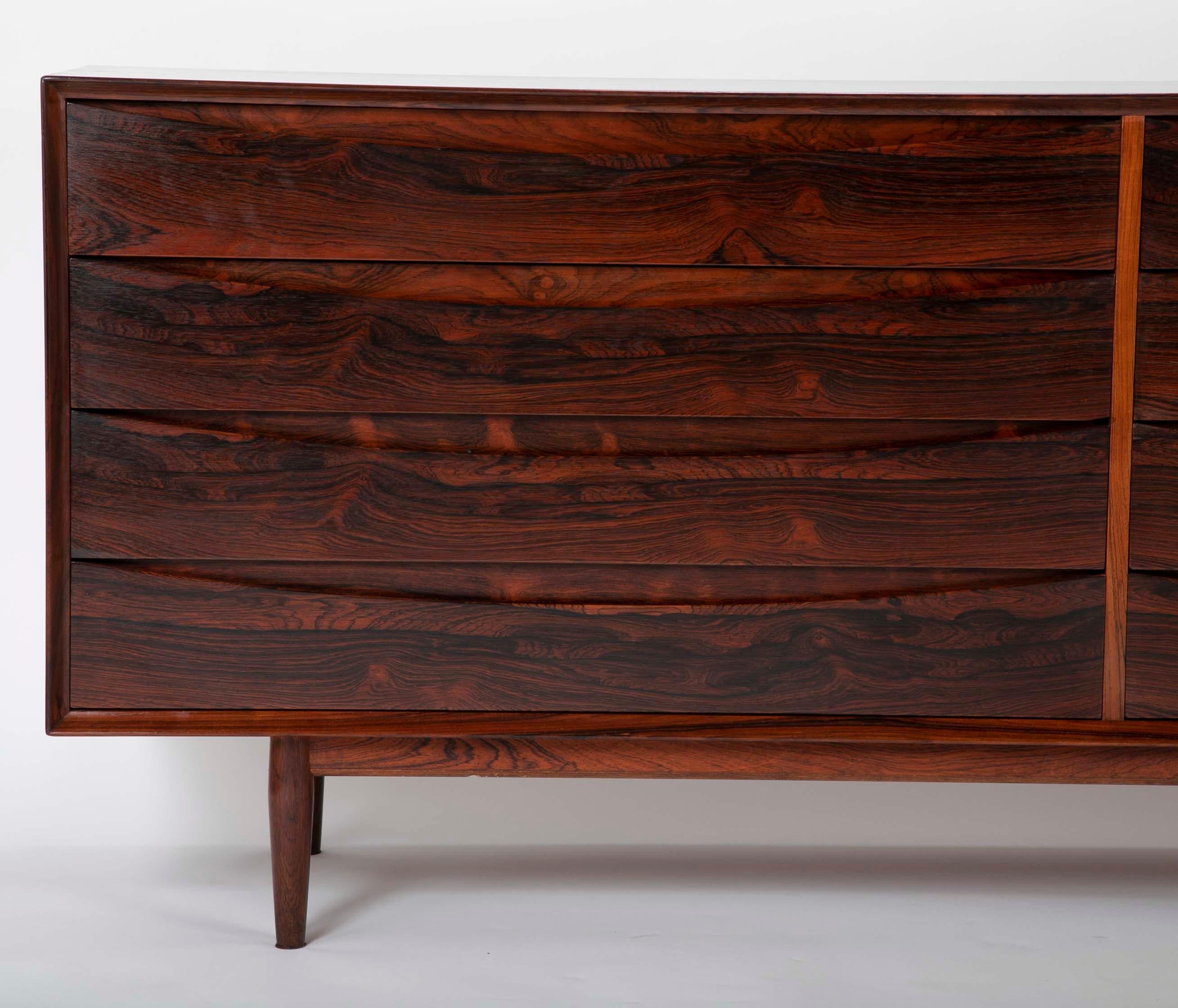 Danish Arne Vodder Rosewood Sideboard with Repeating Elliptical Drawer Design