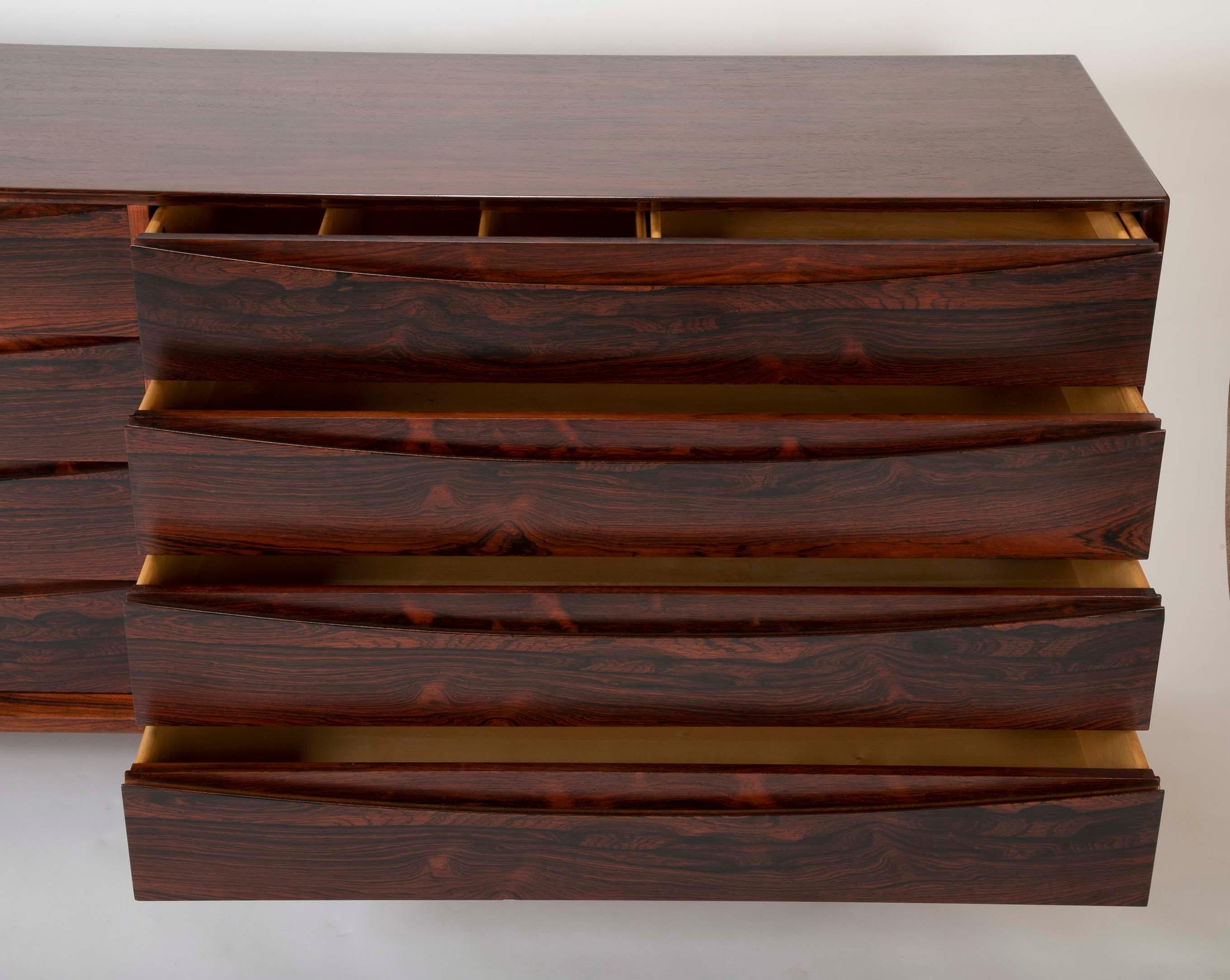 Mid-20th Century Arne Vodder Rosewood Sideboard with Repeating Elliptical Drawer Design