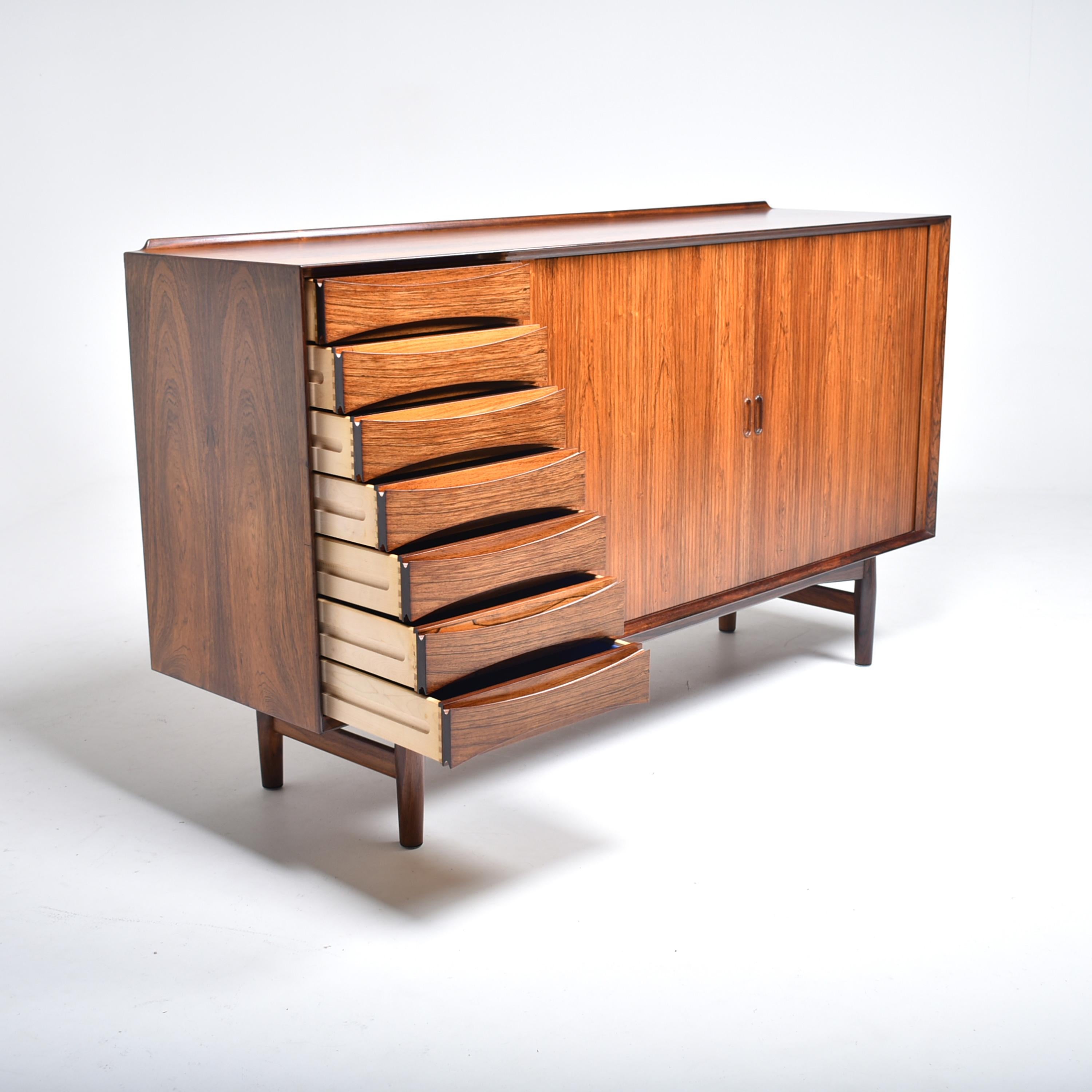 Mid-Century Modern Arne Vodder Rosewood Tambour Doors Sideboard OS 63 for Sibast, Denmark, 1960