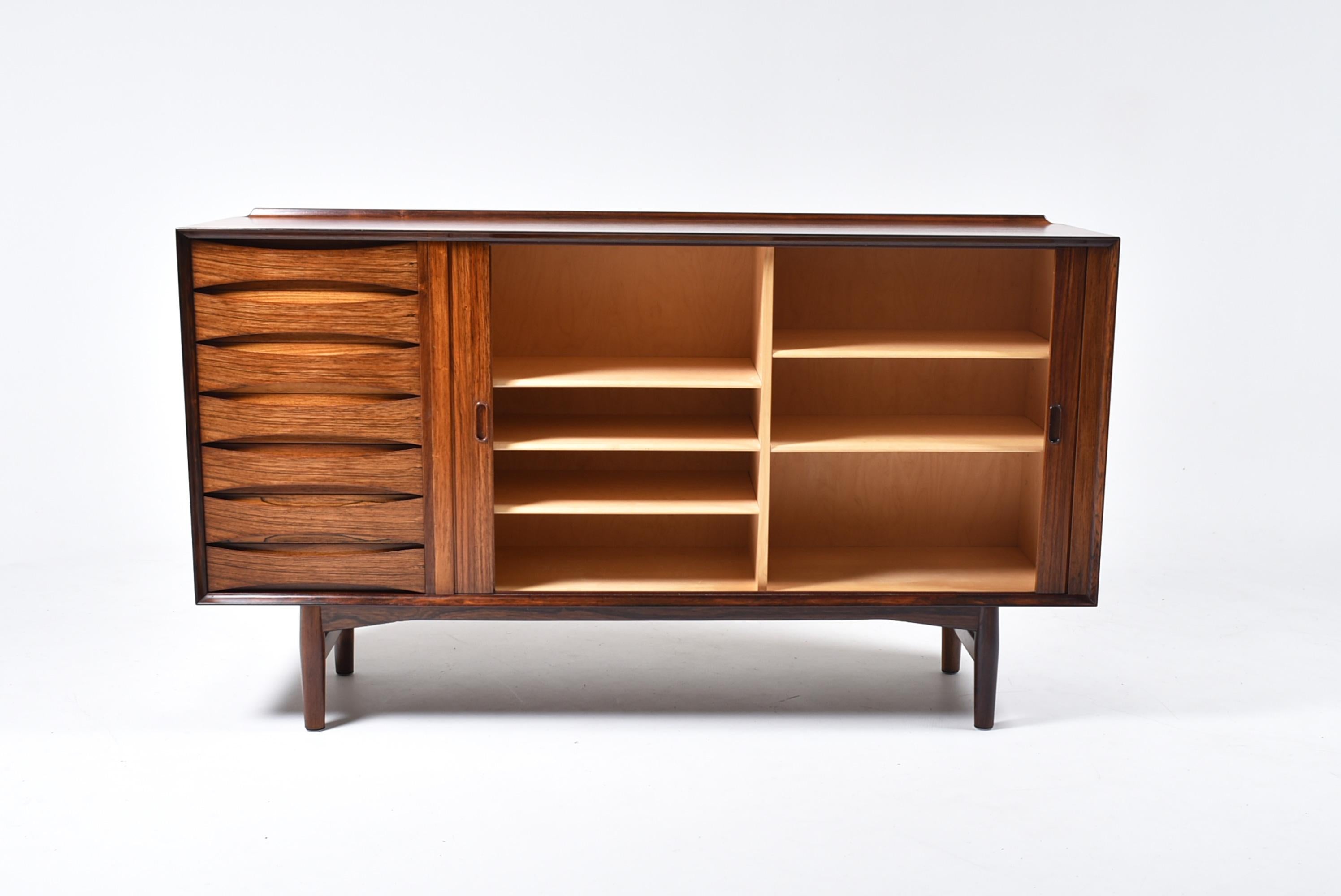 Arne Vodder Rosewood Tambour Doors Sideboard OS 63 for Sibast, Denmark, 1960 In Good Condition In Le Grand-Saconnex, CH