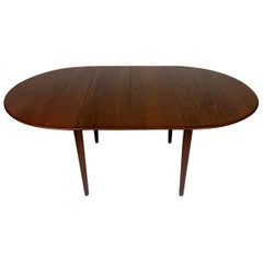 Arne Vodder Scandinavian Danish Modern Teak Extension Dining Table Round Oval