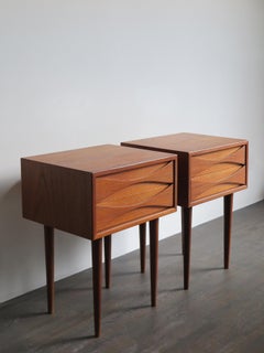 Arne Vodder Scandinavian Mid-Century Modern Teak Nightstands for N.C.Mobler