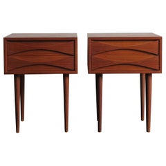 Arne Vodder Scandinavian Mid-Century Modern Teak Nightstands for N.C.Mobler