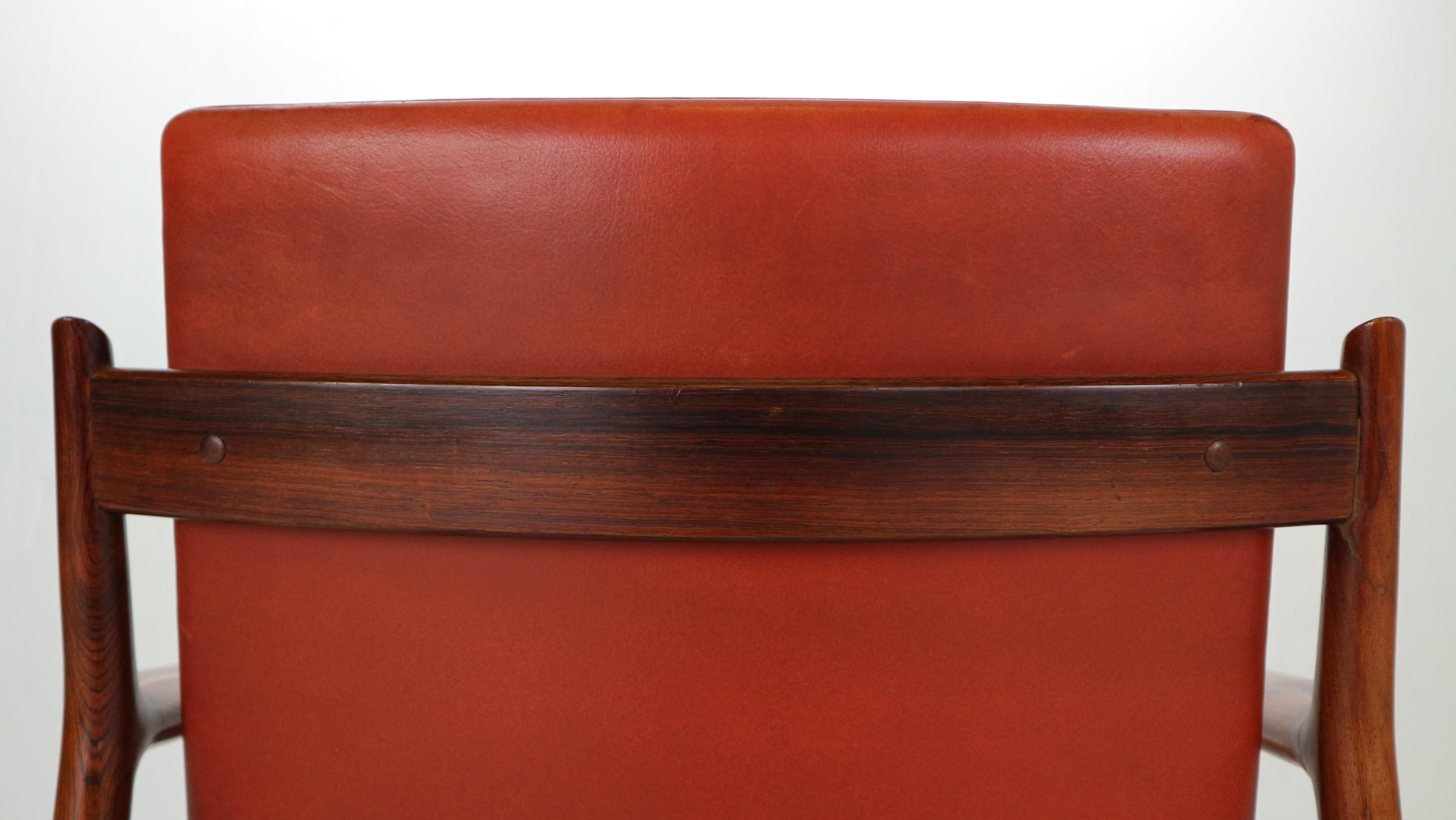 Arne Vodder Set of 4 Red Leather Armchairs for Sibast, 1960s Denmark 8