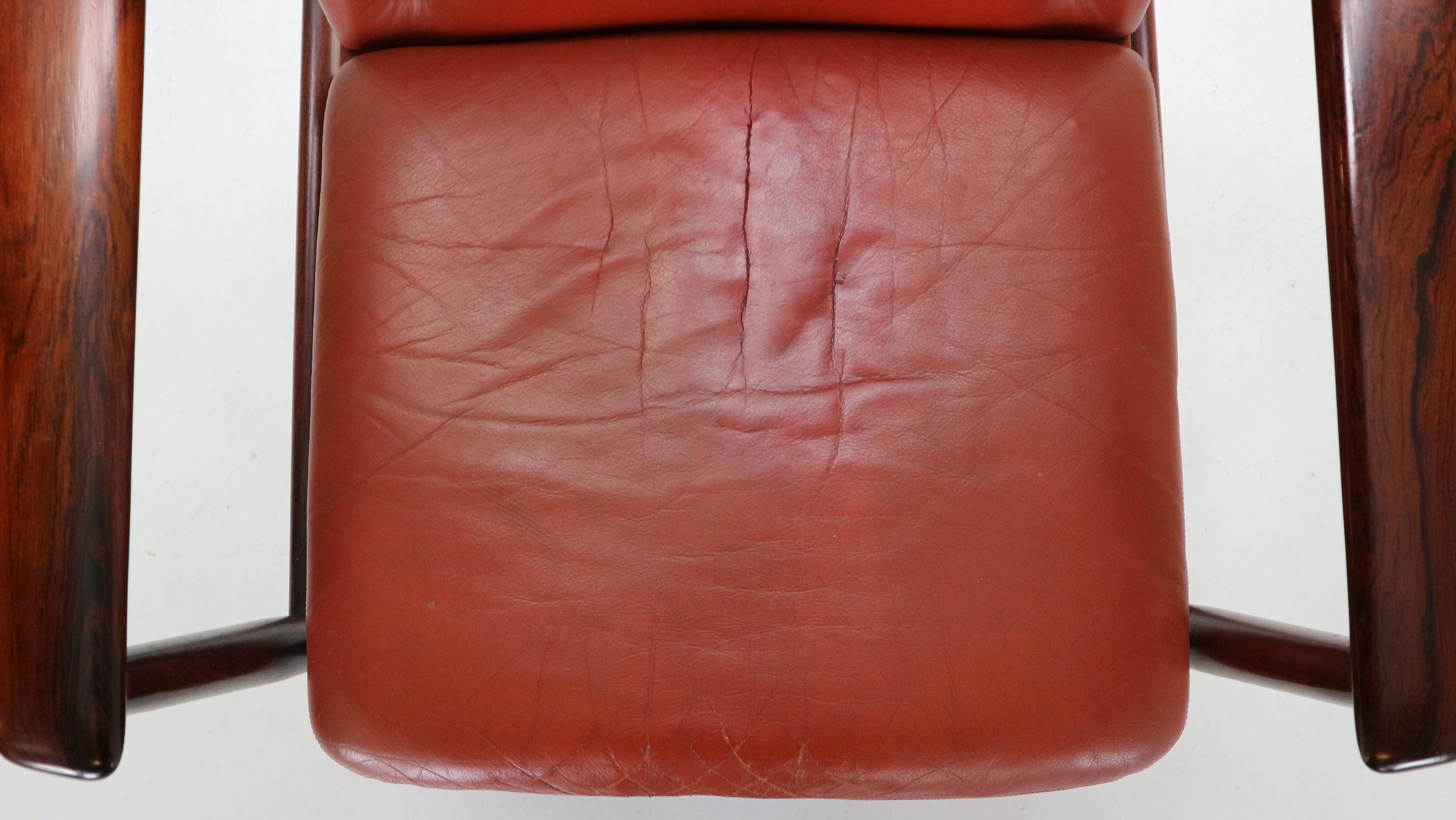 Arne Vodder Set of 4 Red Leather Armchairs for Sibast, 1960s Denmark 11