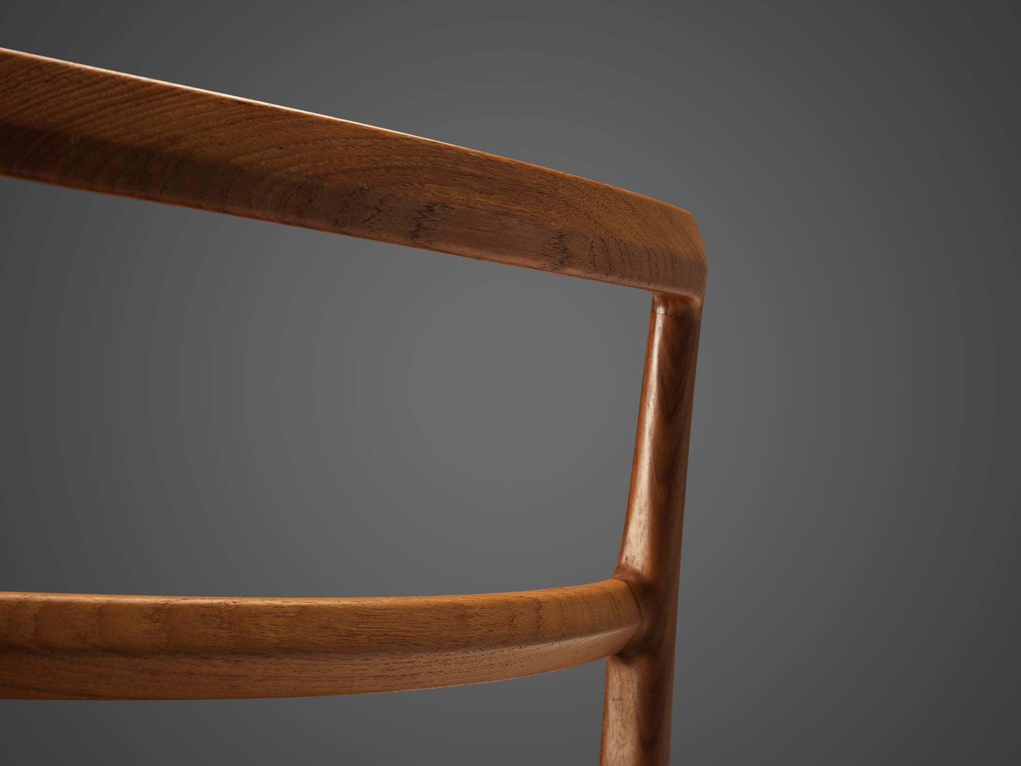 Mid-20th Century Arne Vodder Set of Eight Dining Chairs in Teak and Brown Leather 