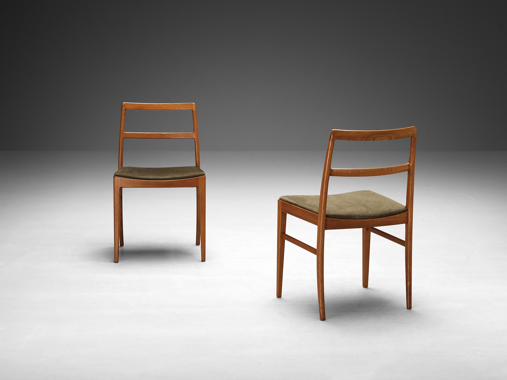 Set di sei sedie da pranzo Arne Vodder in teak e tappezzeria Greene & Greene in vendita 3