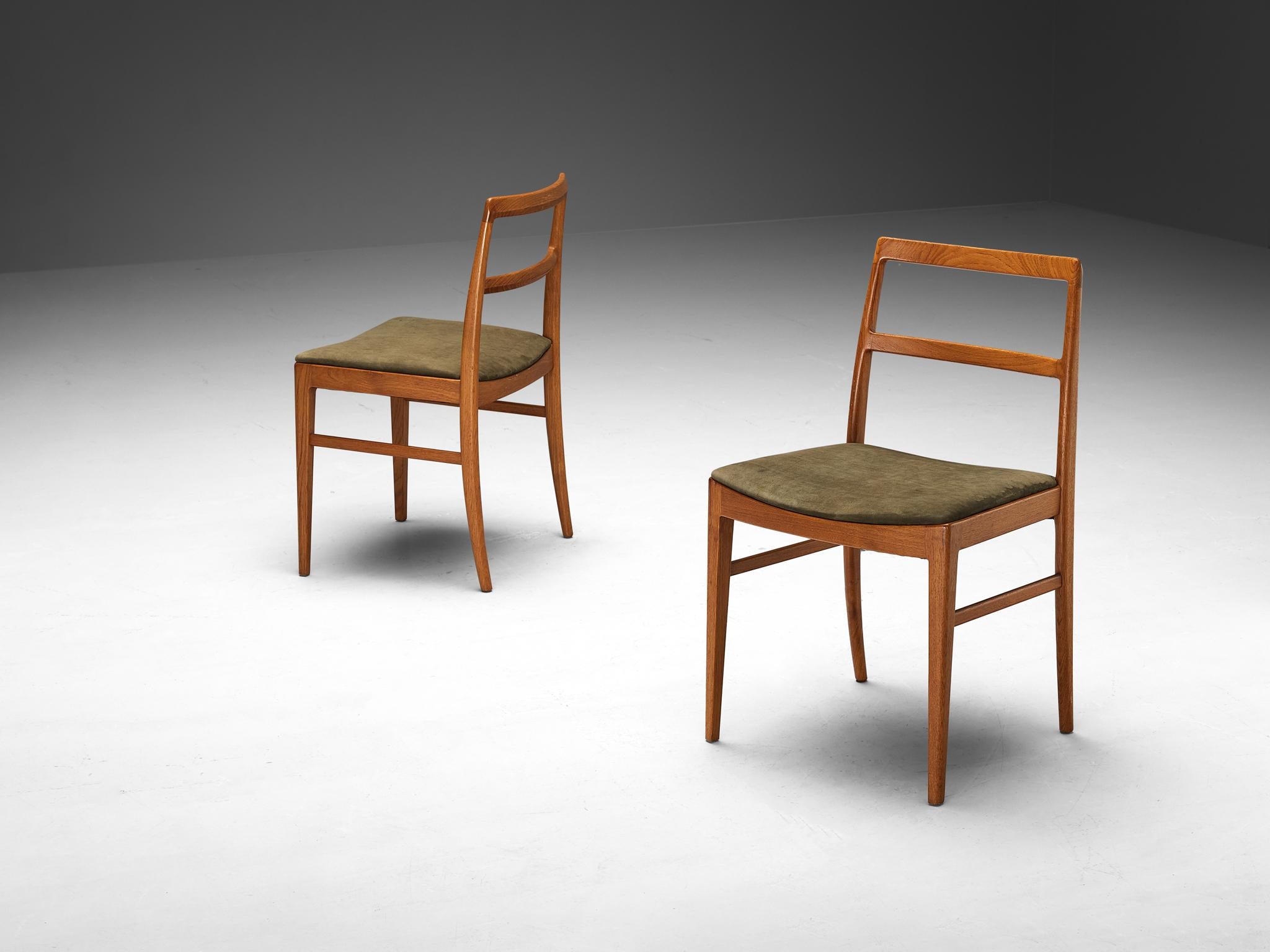 Danese Set di sei sedie da pranzo Arne Vodder in teak e tappezzeria Greene & Greene in vendita