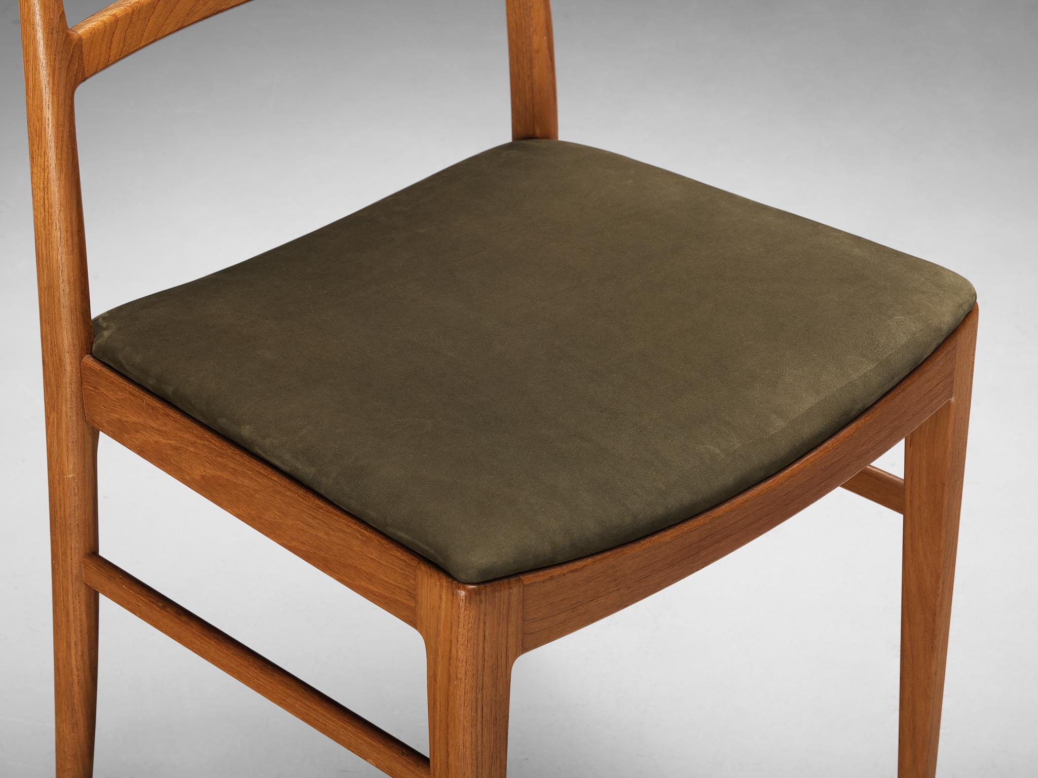 Metà XX secolo Set di sei sedie da pranzo Arne Vodder in teak e tappezzeria Greene & Greene in vendita
