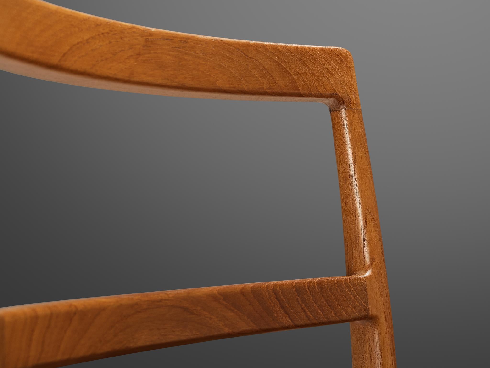 Set di sei sedie da pranzo Arne Vodder in teak e tappezzeria Greene & Greene in vendita 2