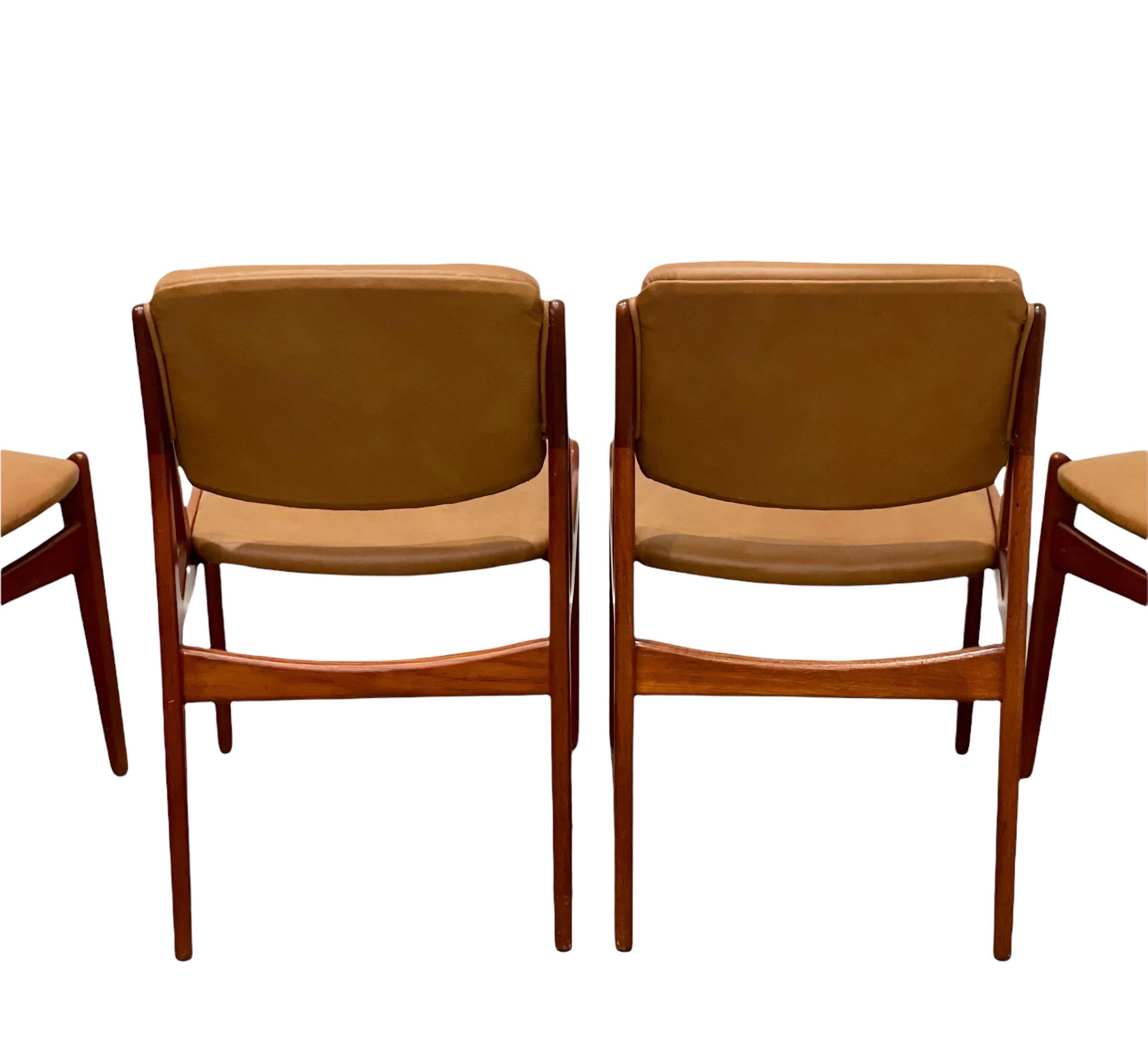Arne Vodder Set of Six Mid Century Danish Modern Dining Chairs Teak + Leather 2