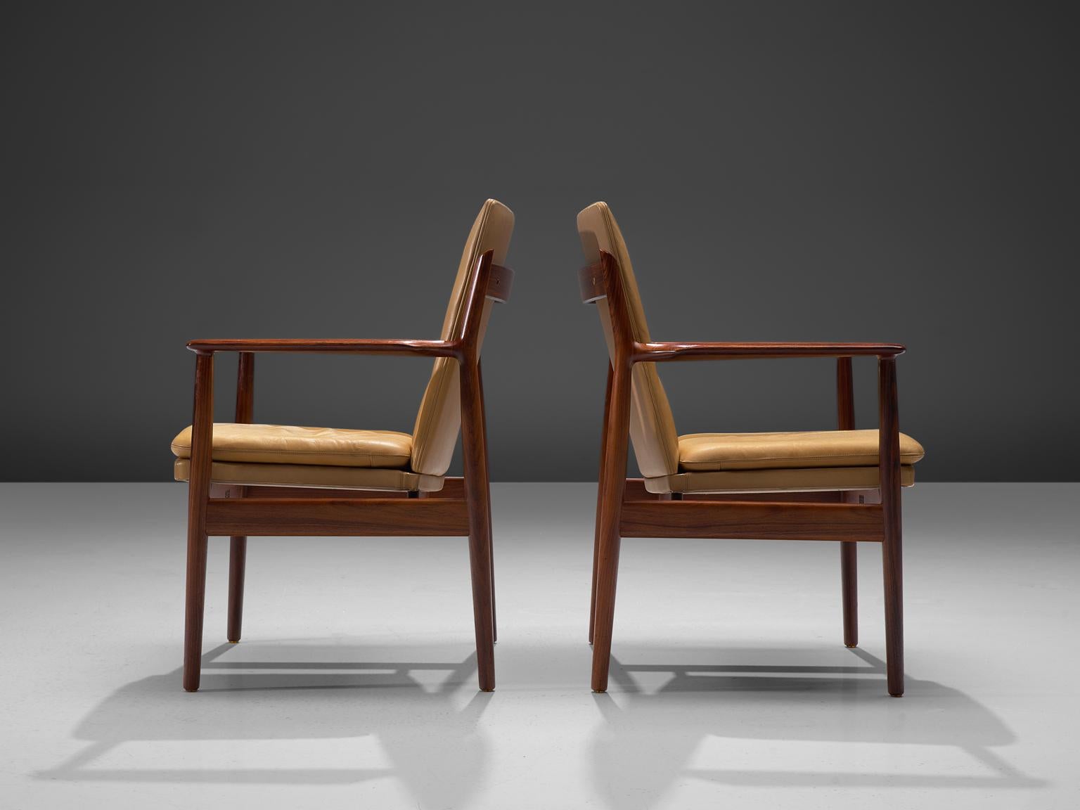 Arne Vodder Set of Sixteen Dining Chairs with Light Cognac Leather In Good Condition In Waalwijk, NL