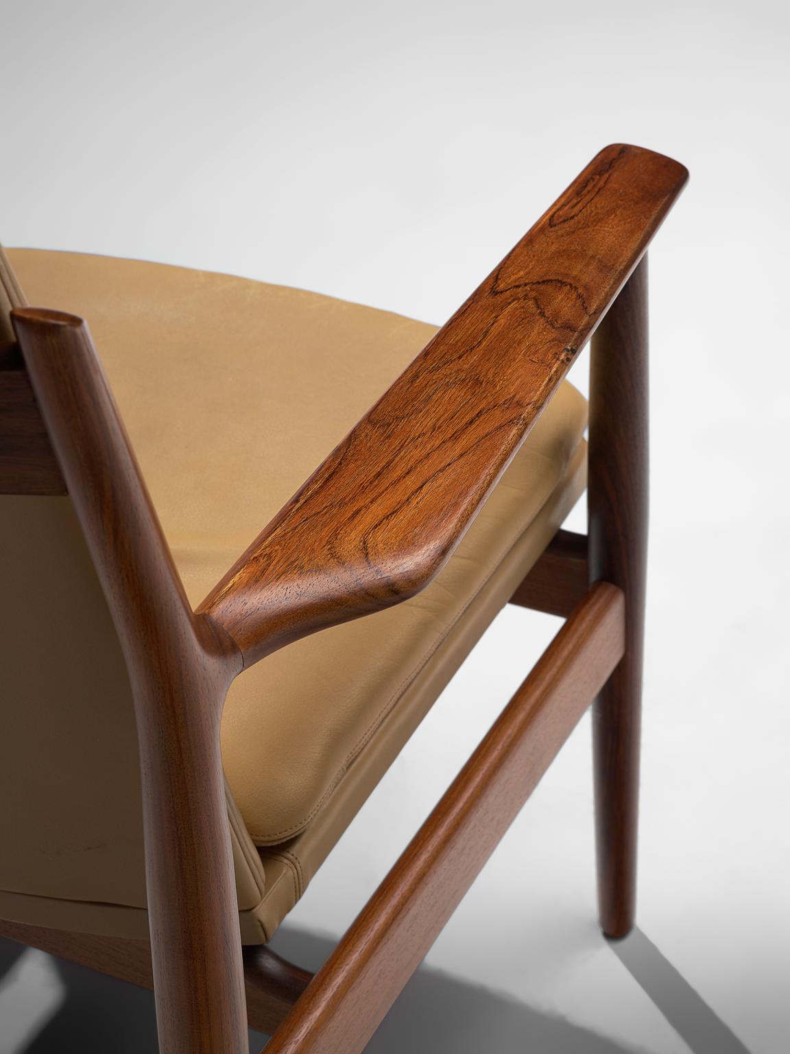 Mid-20th Century Arne Vodder Set of Sixteen Dining Chairs with Light Cognac Leather