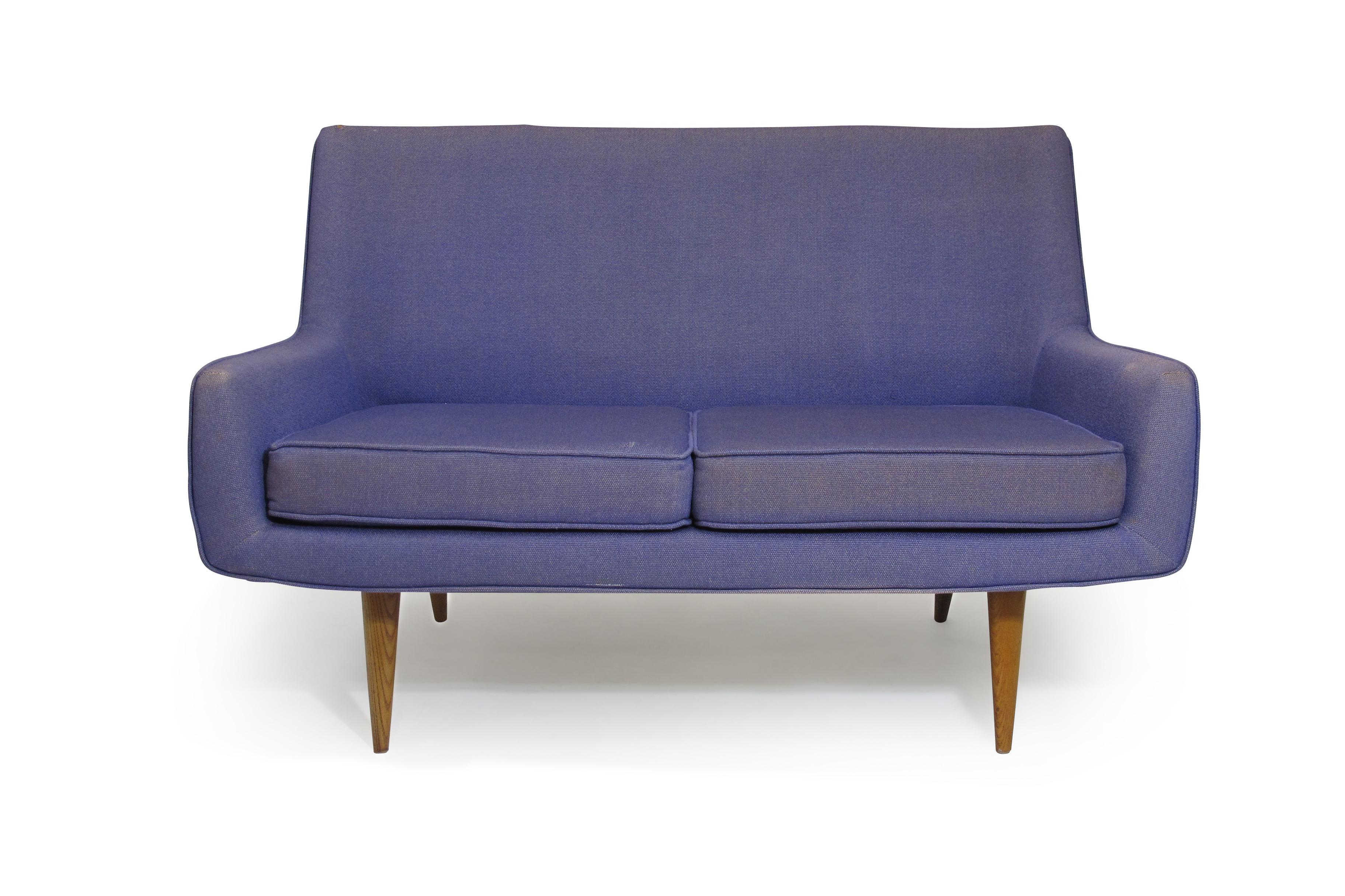 Oiled Mid-century Settee for COM Reupholstery