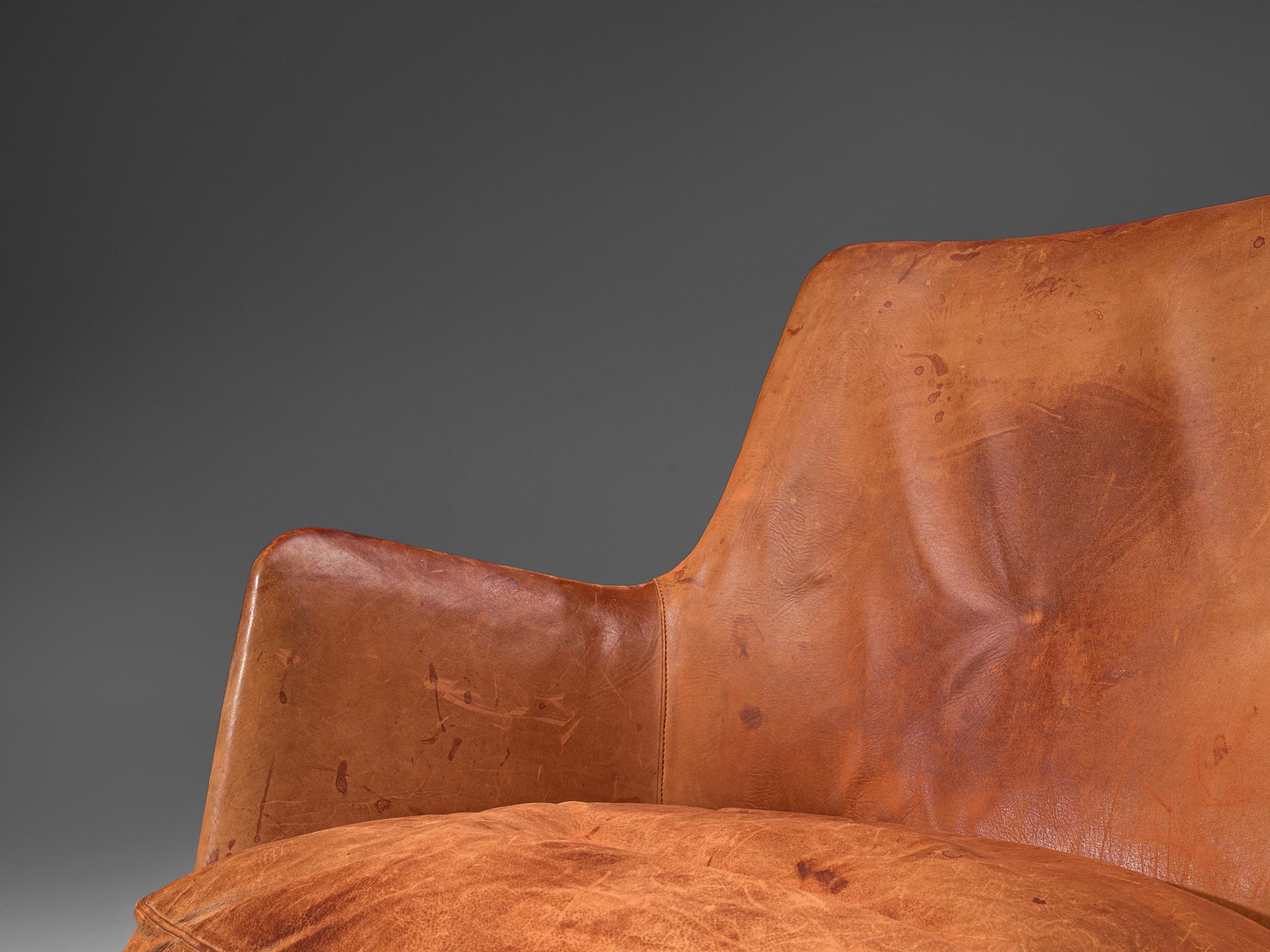 Arne Vodder Settee in Patinated Cognac Leather 2