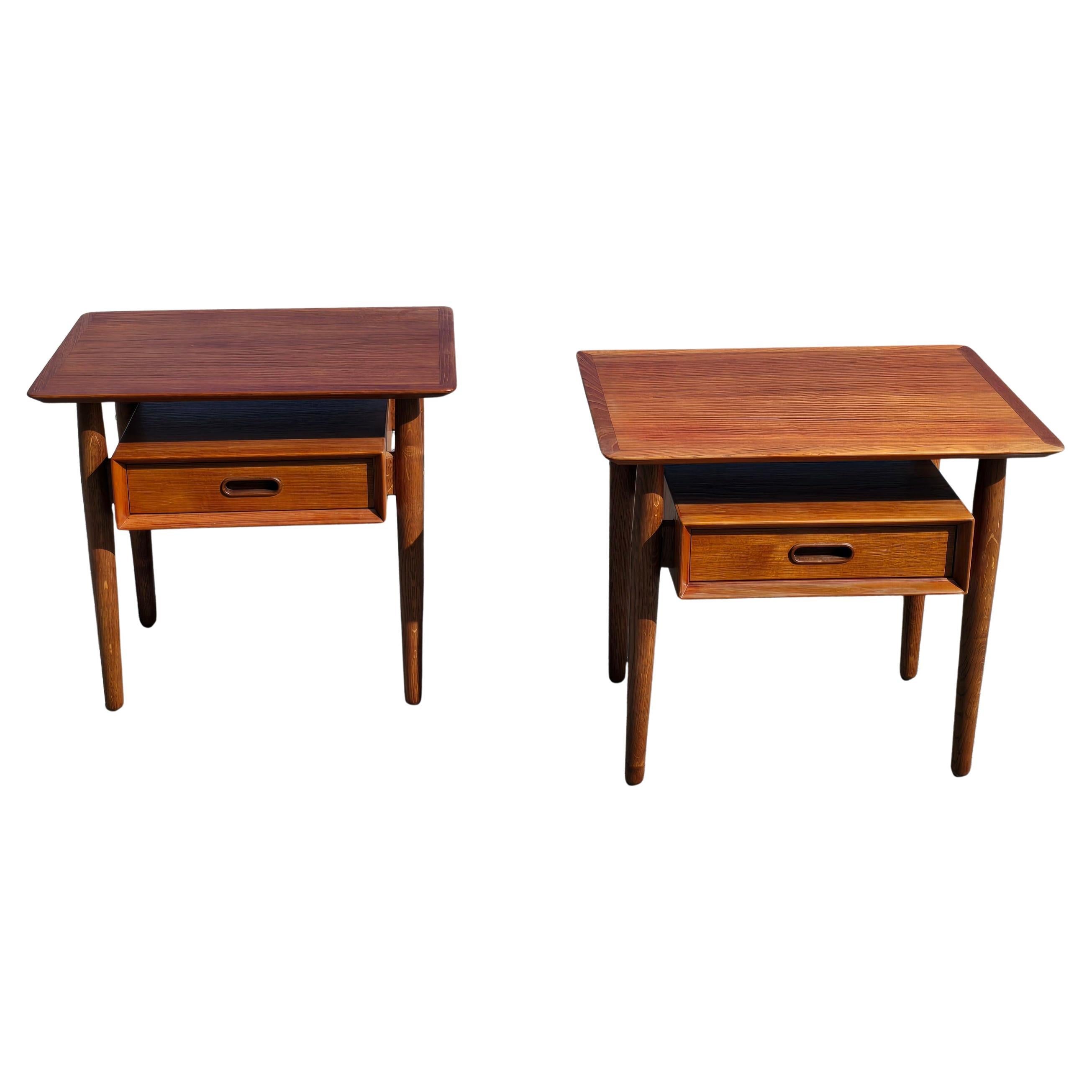 Arne Vodder Sibast Floating Top Teak Mid Century Modern Nightstands Tables For Sale