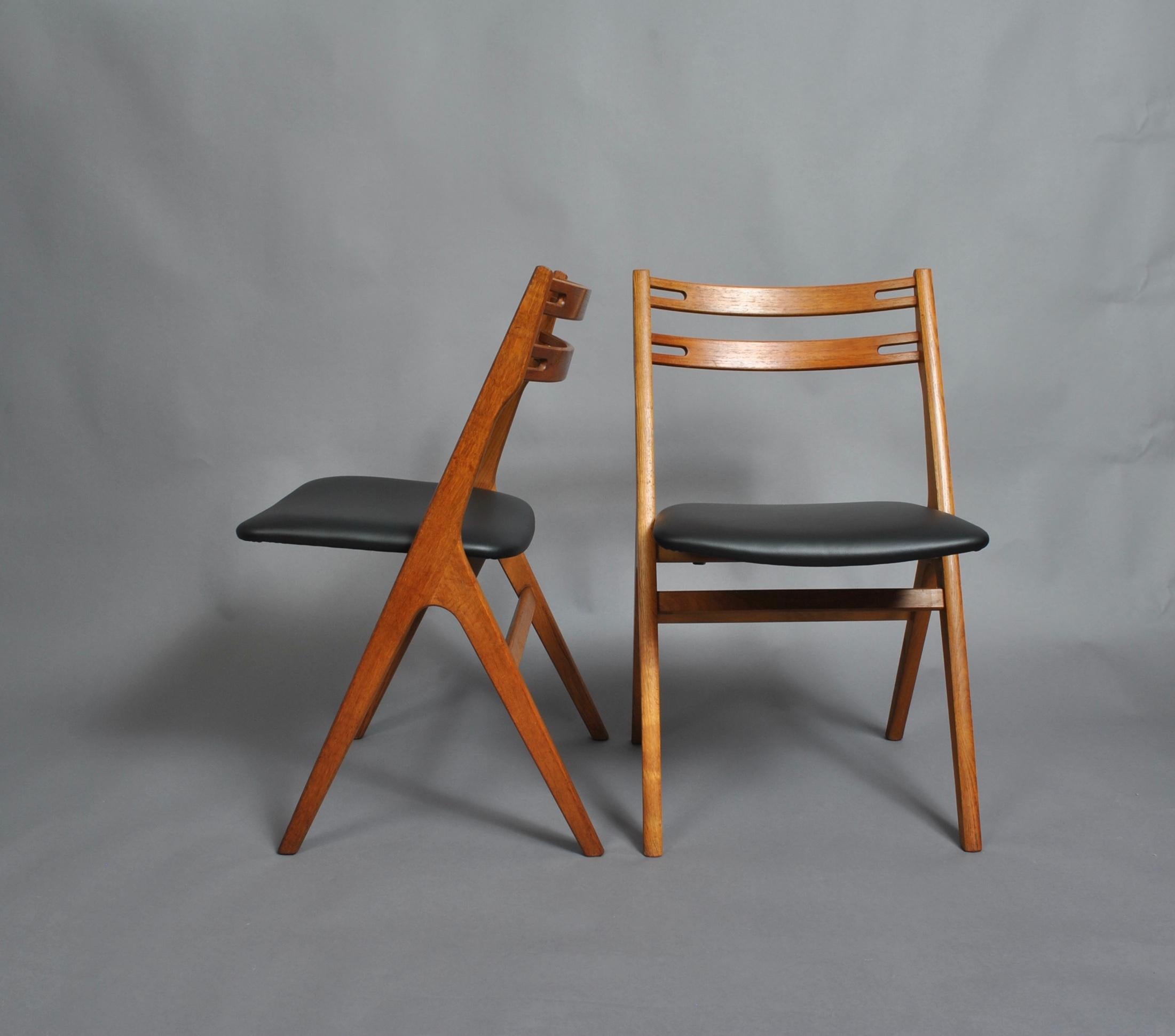 Mid-Century Modern Danish Oak Dining Chairs by Arne Vodder, Reupholstered X6