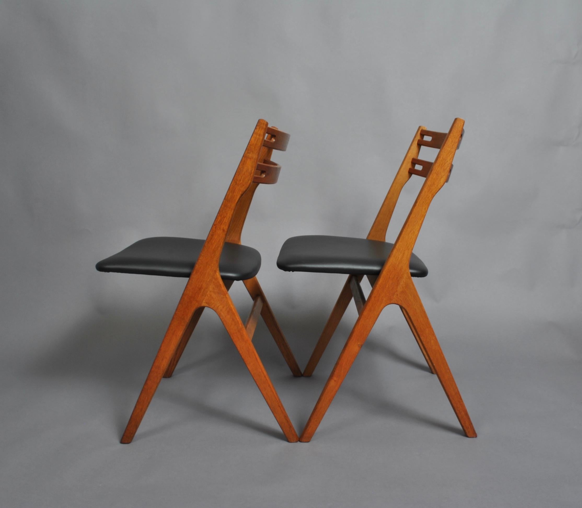 20th Century Danish Oak Dining Chairs by Arne Vodder, Reupholstered X6