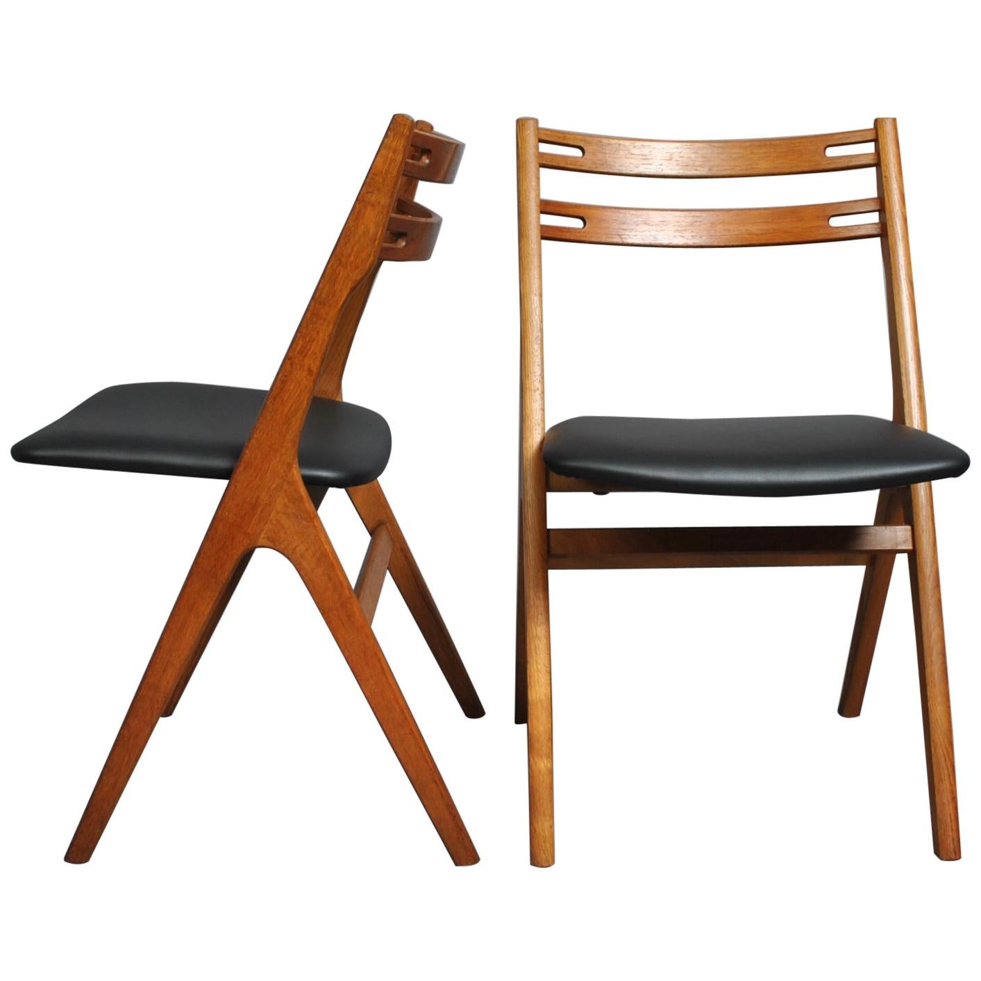 Danish Oak Dining Chairs by Arne Vodder, Reupholstered X6