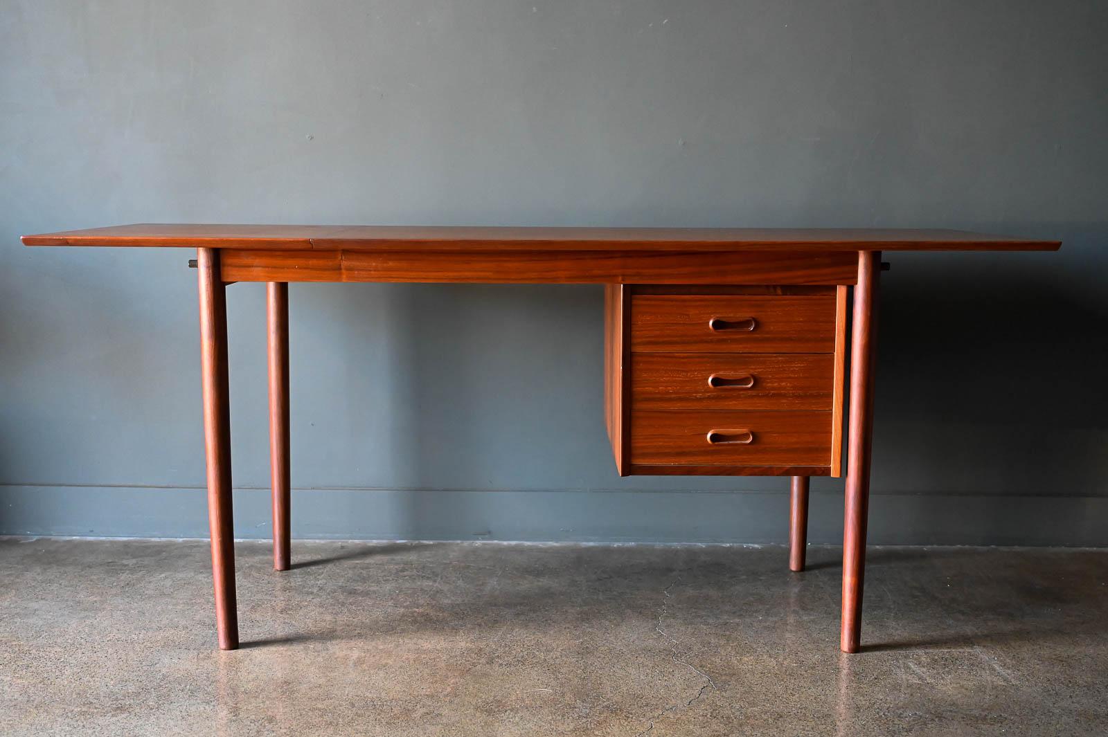 Scandinavian Modern Arne Vodder Sliding Drawer Desk with Drop Leaf, ca. 1965