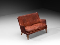 Arne Vodder Sofa in Patinated Cognac Leather